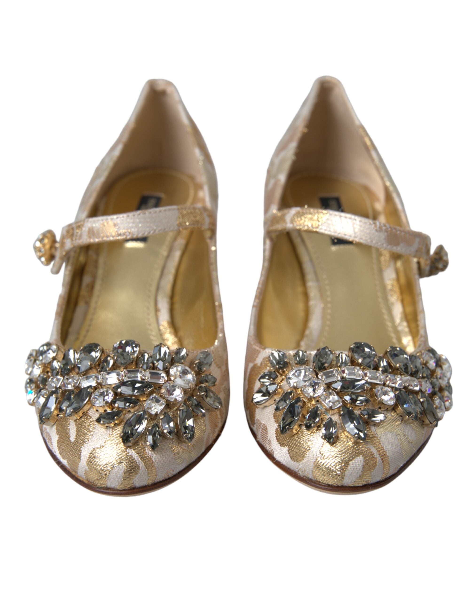 Dolce & Gabbana Gouden Jacquard Kristal Mary Janes Pumps Schoenen