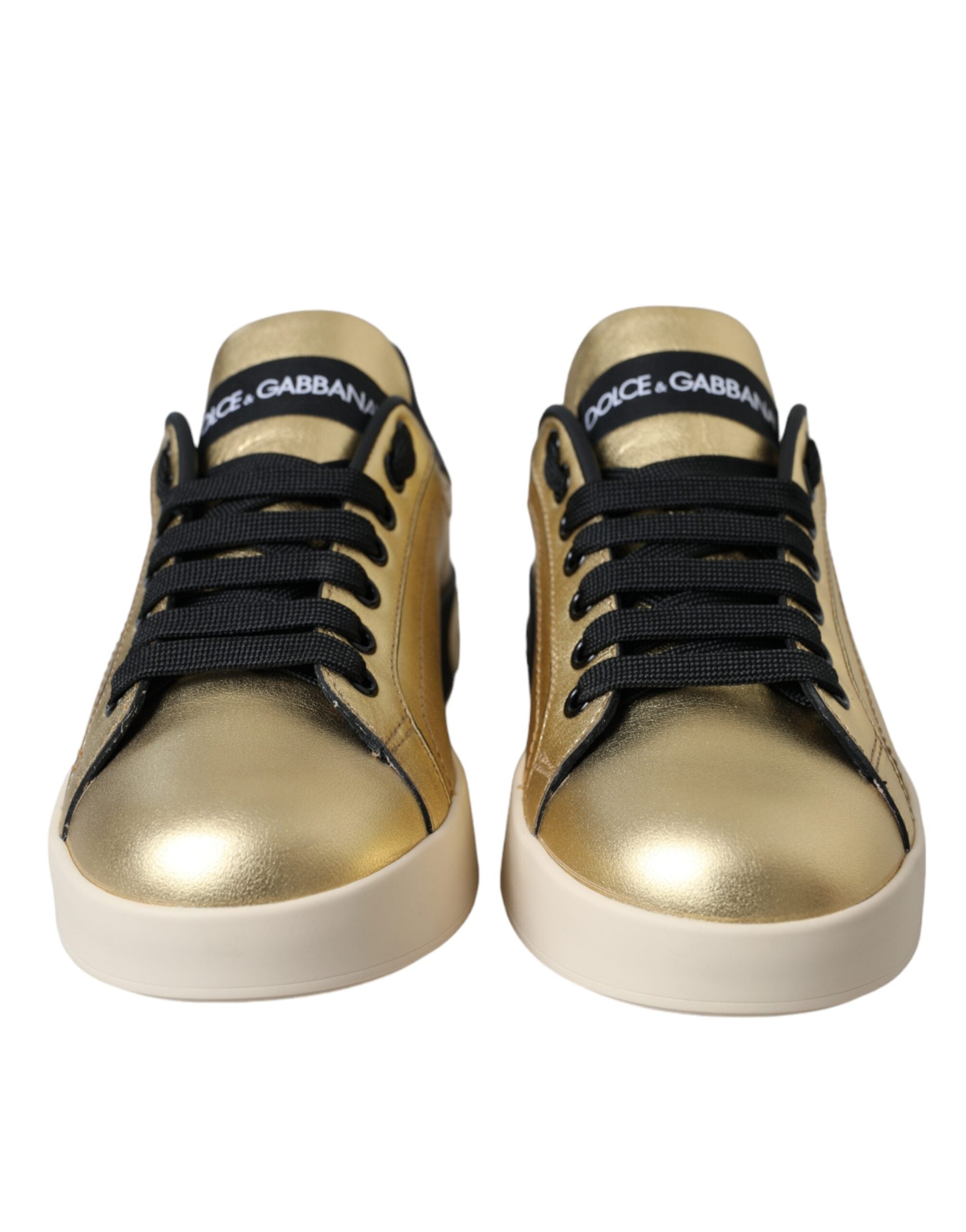 Dolce & Gabbana Gold Portofino Kalfslederen Sneakers Damesschoenen
