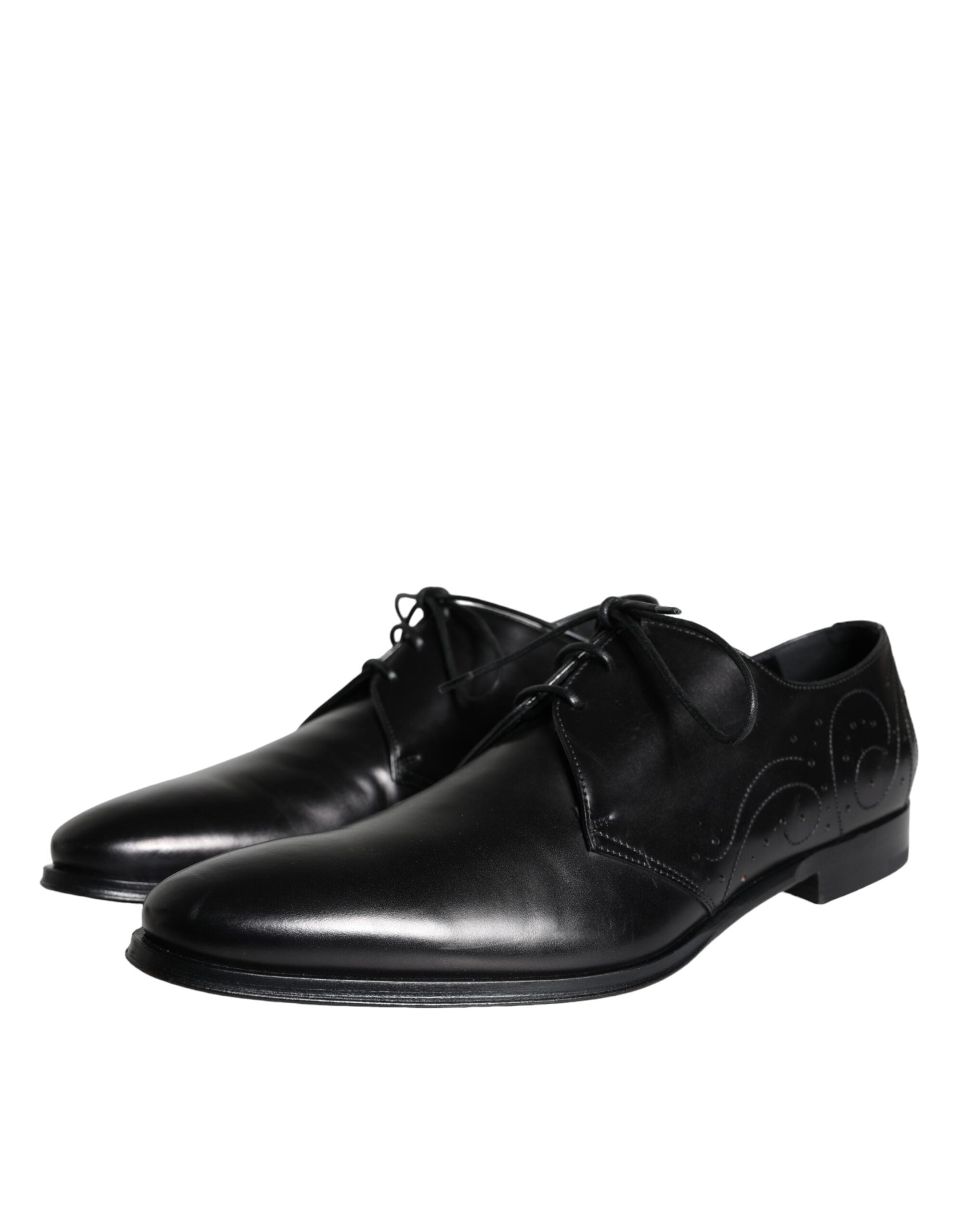 Dolce & Gabbana Black Calfskin Leather Derby Men's Dress Shoes