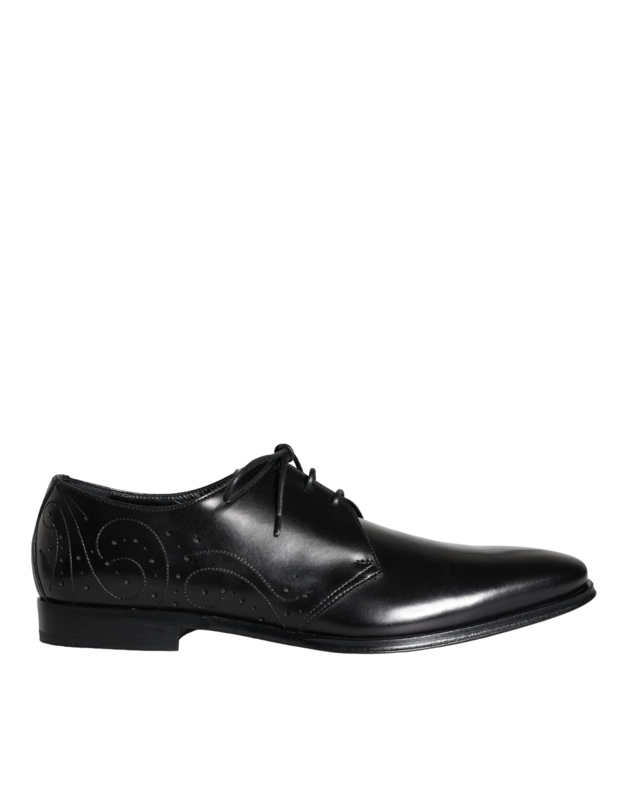 Dolce & Gabbana Black Calfskin Leather Derby Men's Dress Shoes