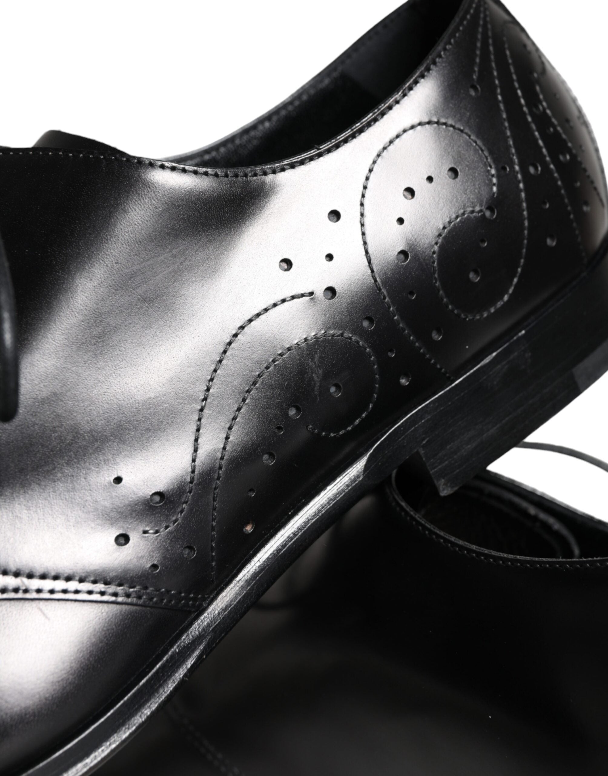 Dolce & Gabbana Black Calfskin Leather Derby Men's Dress Shoes