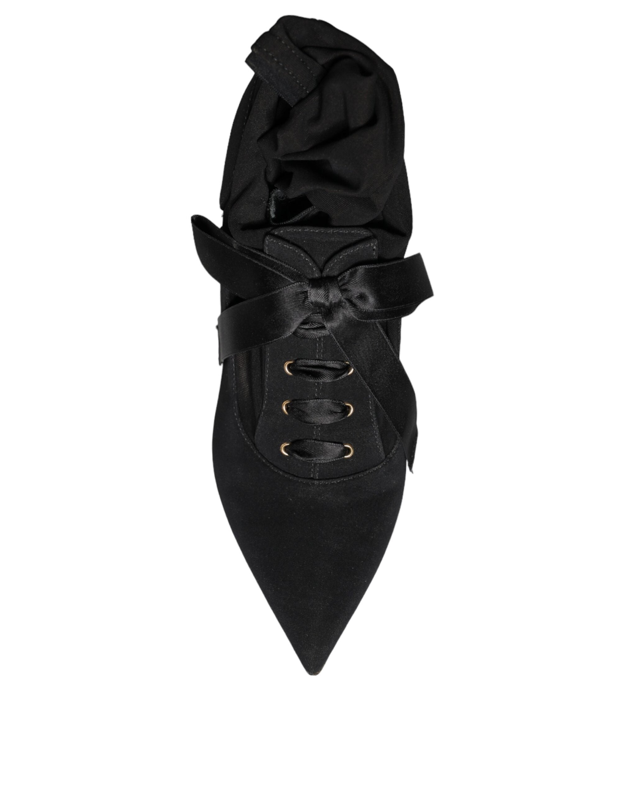 Dolce & Gabbana Black Stiletto Heel Mid-Calf Boots Shoes