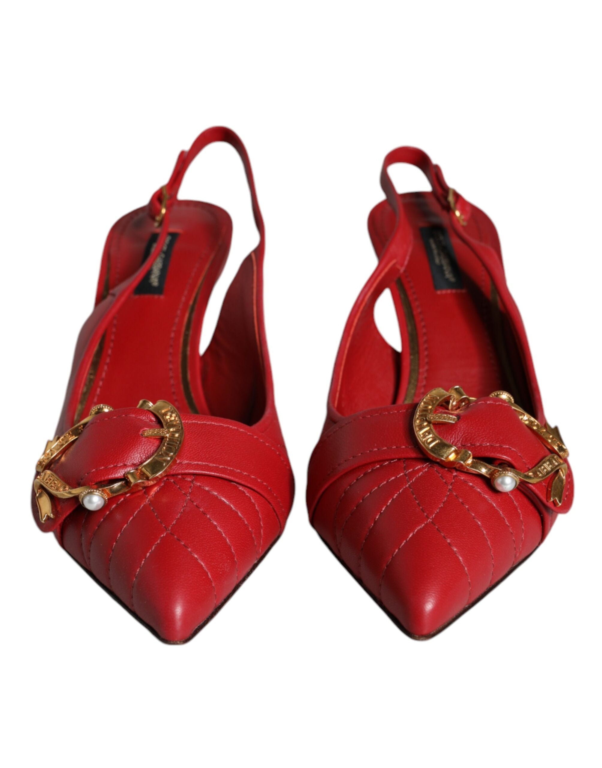 Dolce & Gabbana Rode Devotion Leren Pumps met Open Hiel