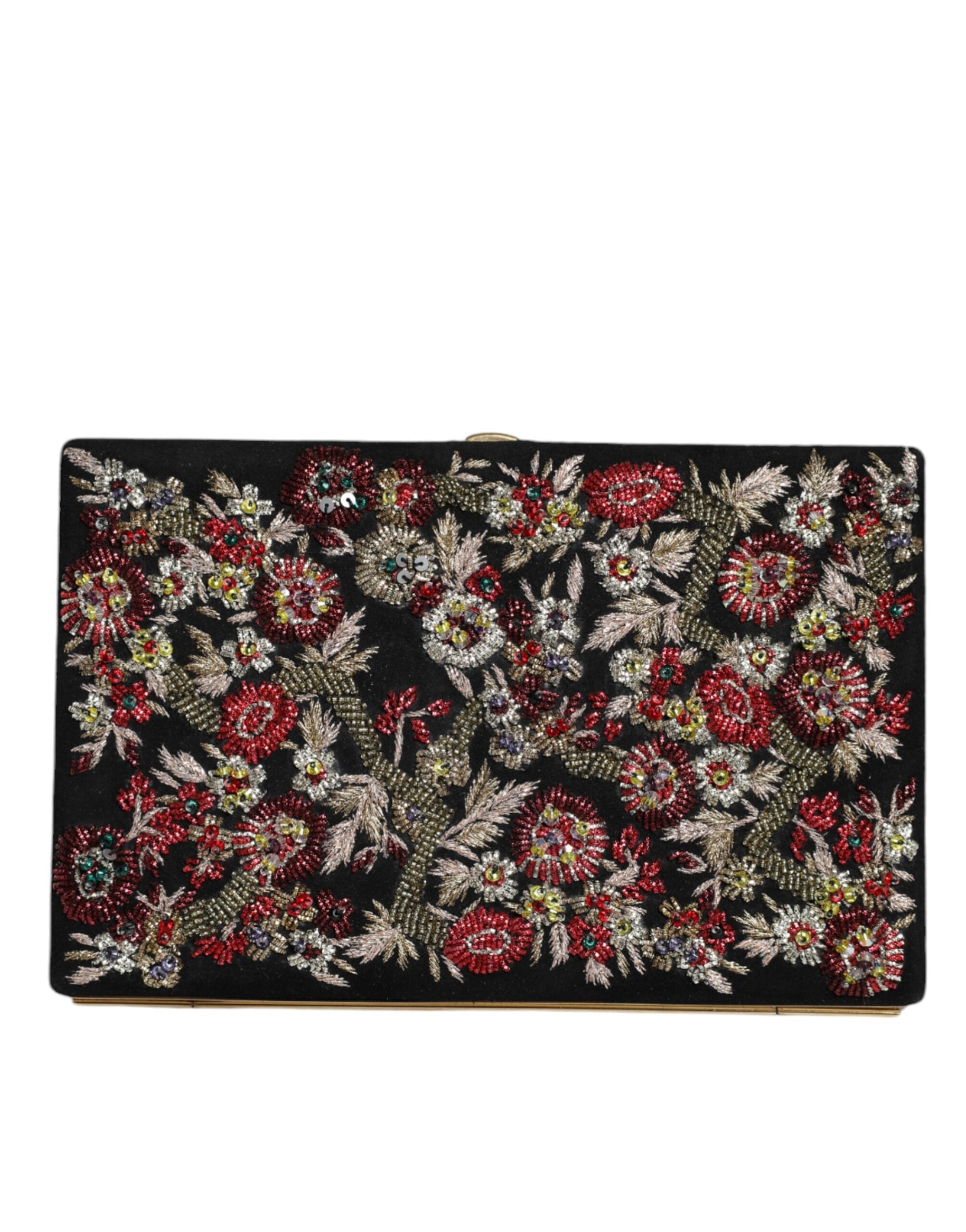 Dolce & Gabbana Meerkleurige Gebloemde Gouden Frame Clutch Avondtas