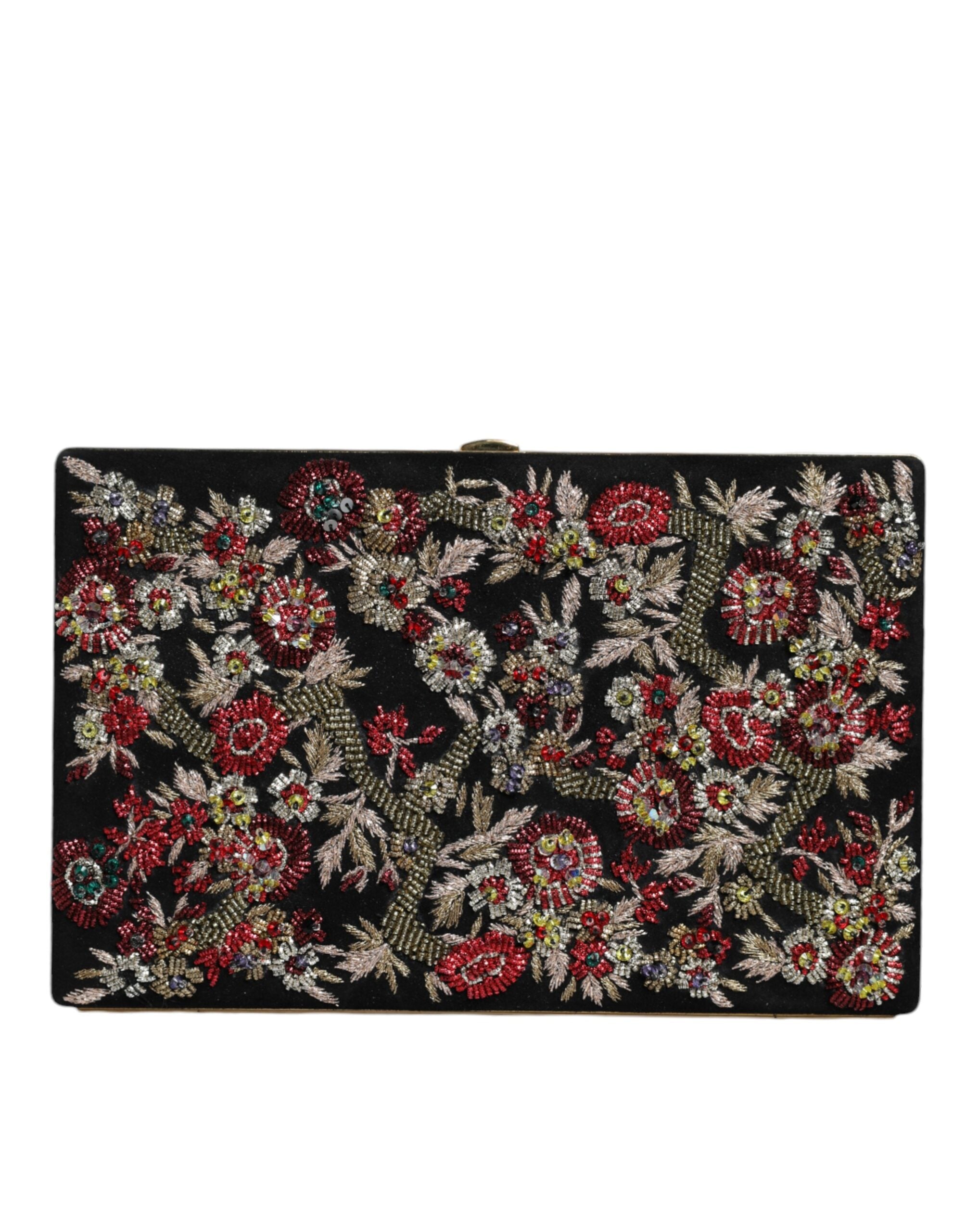 Dolce & Gabbana Meerkleurige Gebloemde Gouden Frame Clutch Avondtas