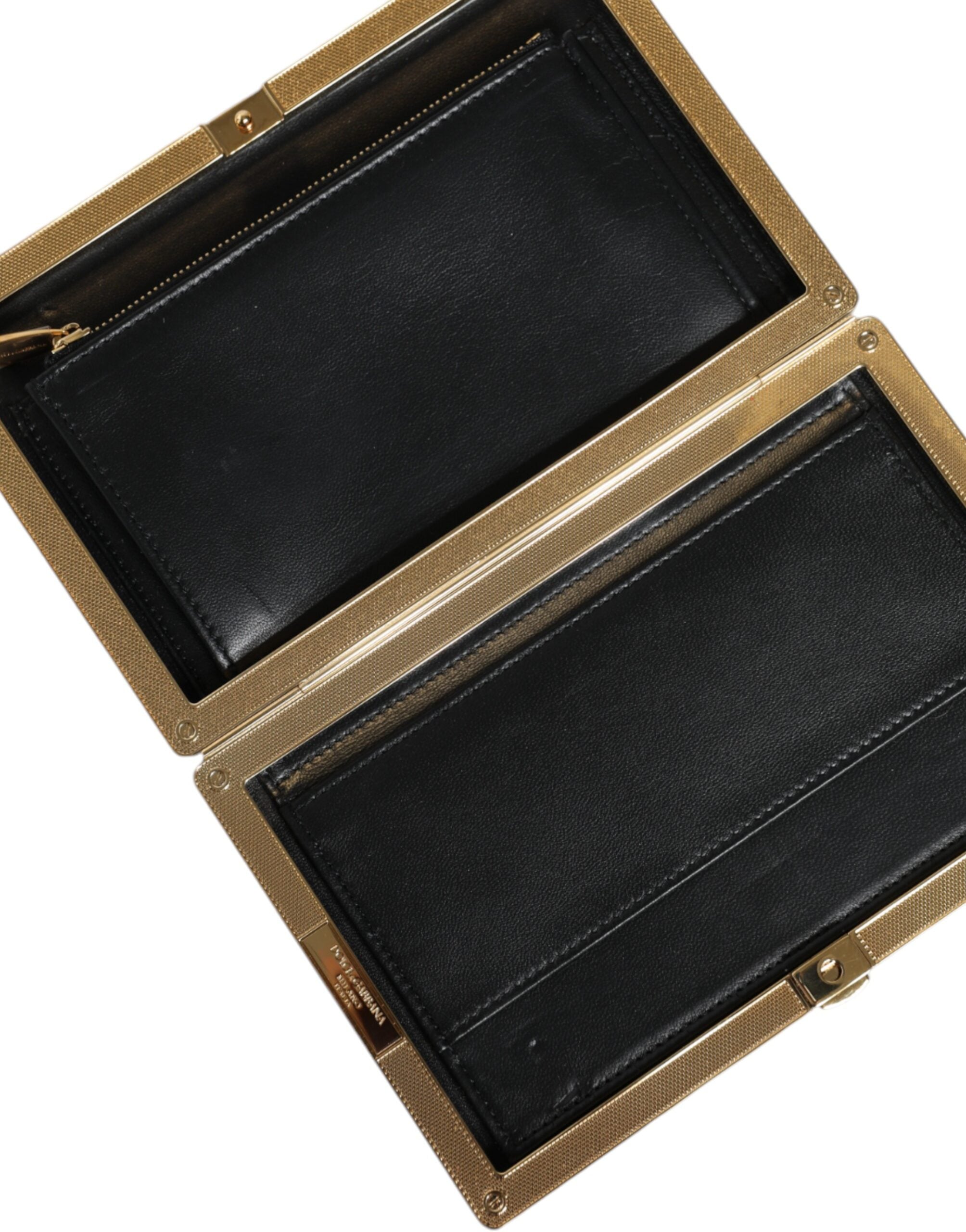 Dolce & Gabbana Meerkleurige Gebloemde Gouden Frame Clutch Avondtas