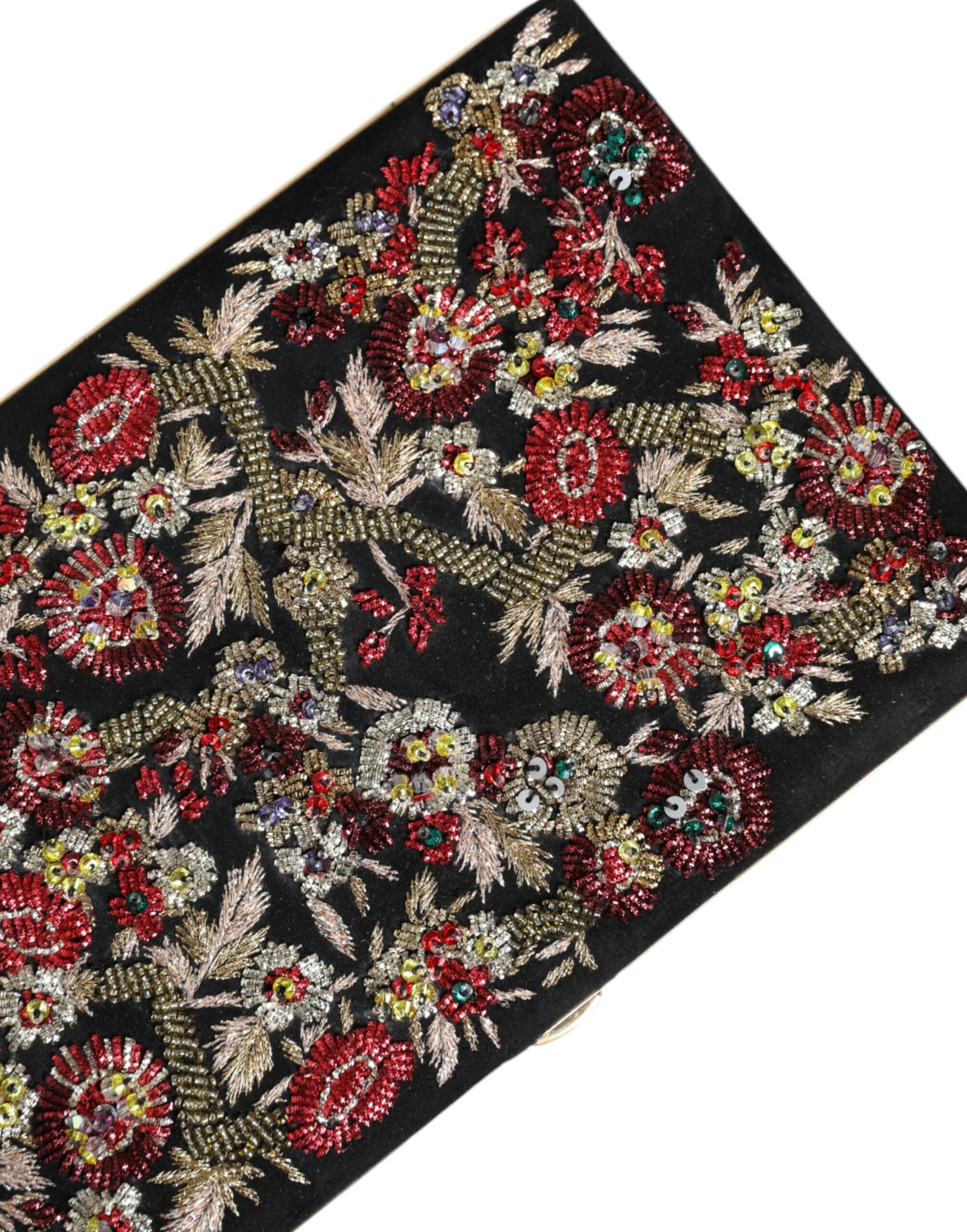 Dolce & Gabbana Meerkleurige Gebloemde Gouden Frame Clutch Avondtas
