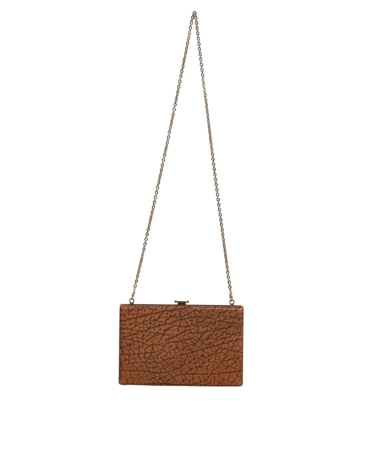 Dolce & Gabbana Bruin Lederen Goudkleurige Frame Clutch Mini Crossbody Tas