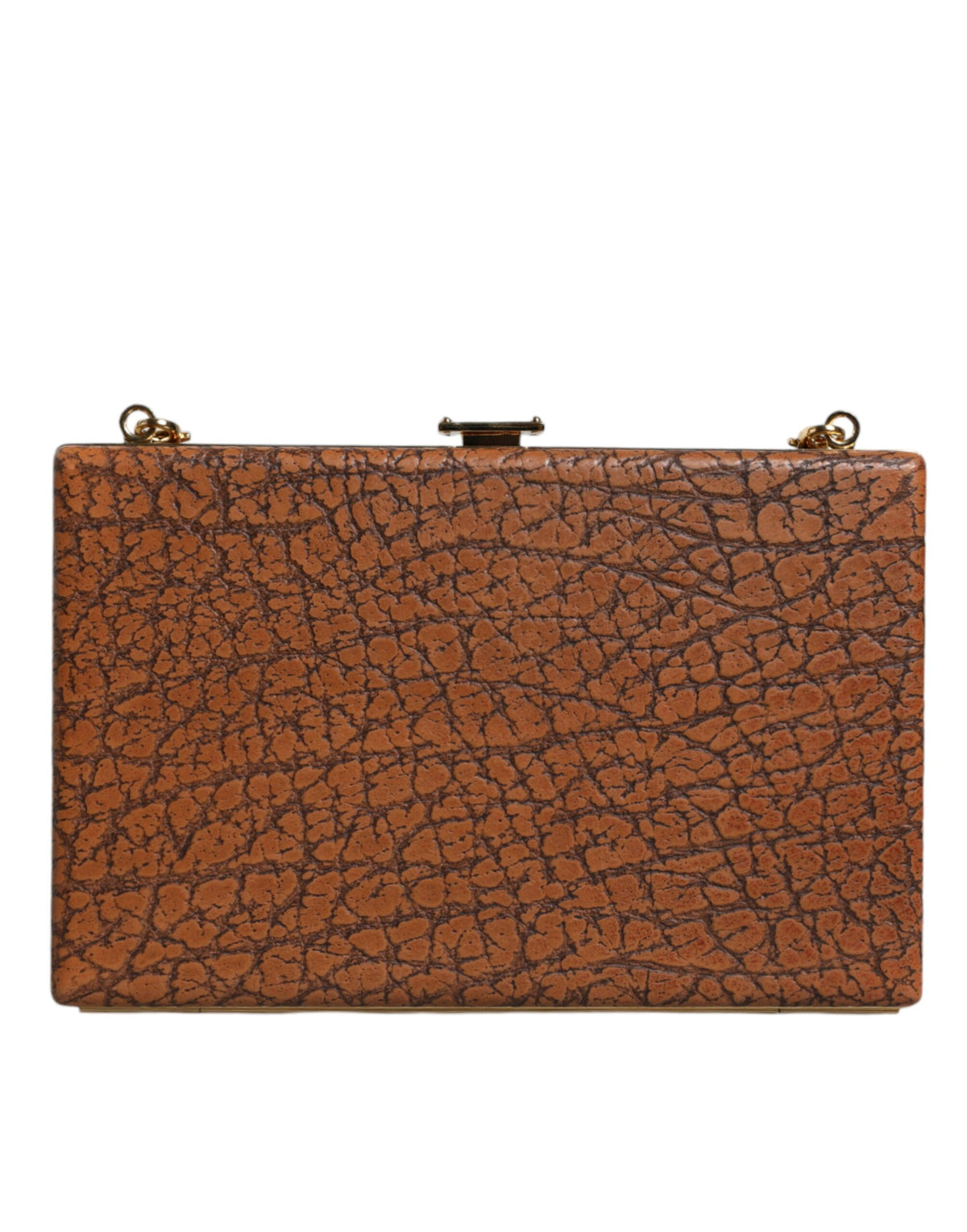 Dolce & Gabbana Bruin Lederen Goudkleurige Frame Clutch Mini Crossbody Tas