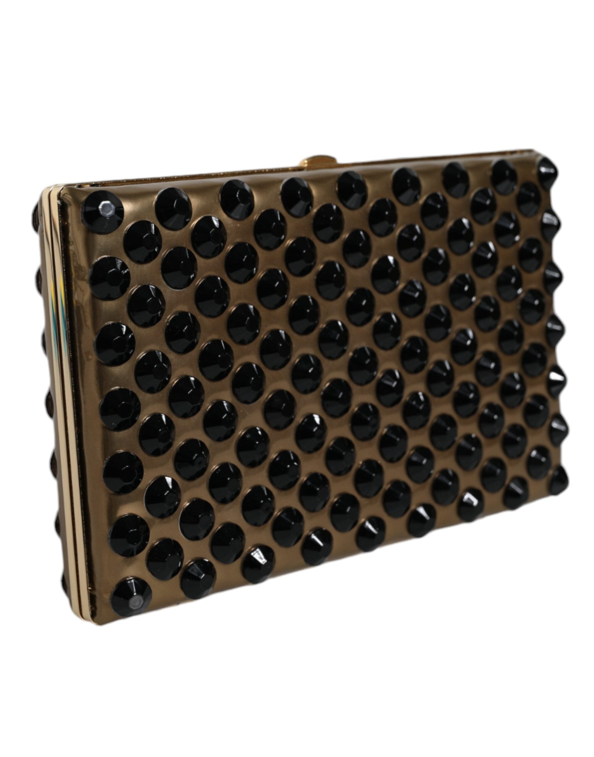 Dolce & Gabbana Gold Crystal Bifold Clutch Evening Party Women's Purse Bag