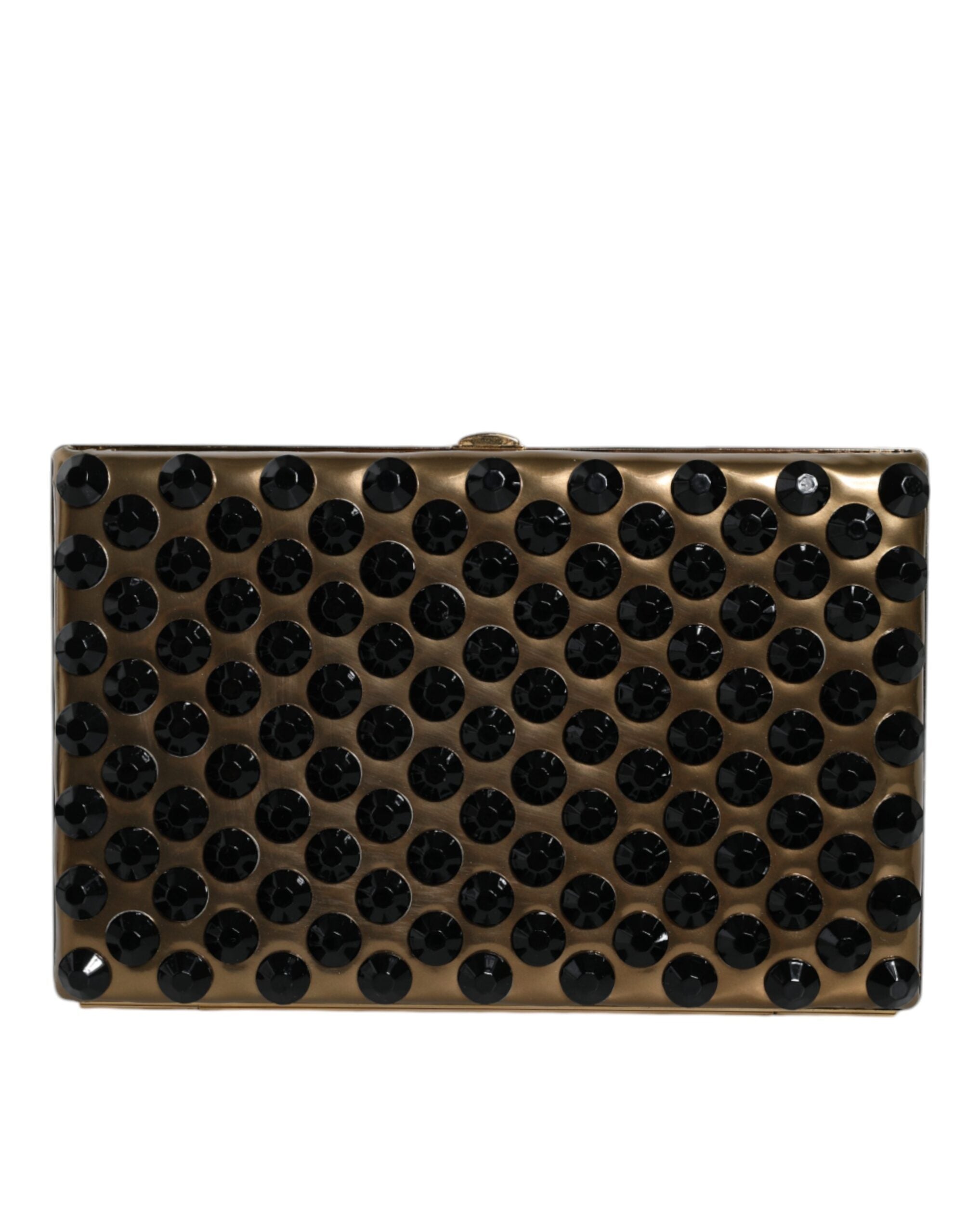 Dolce & Gabbana Gold Crystal Bifold Clutch Evening Party Women's Purse Bag