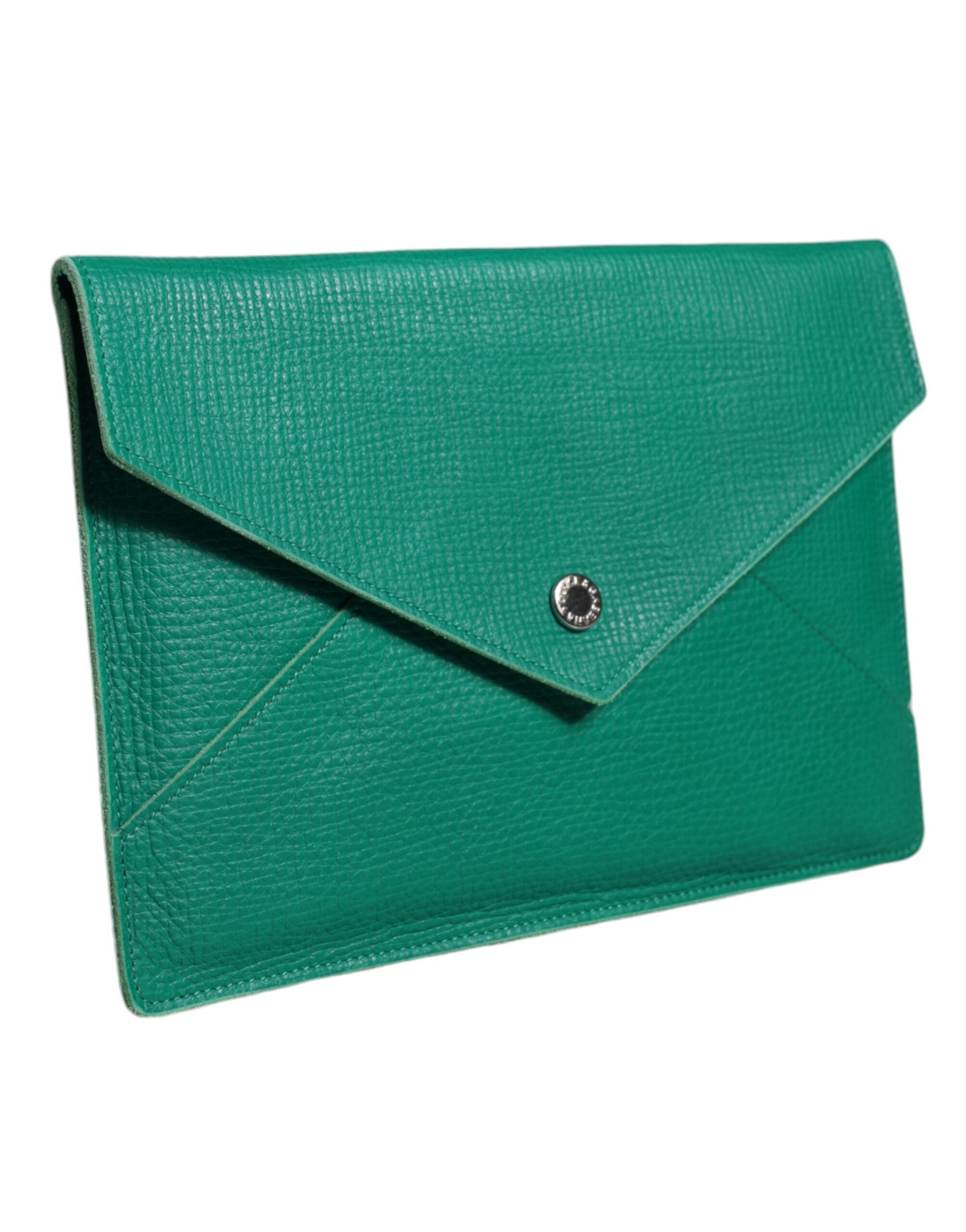 Dolce & Gabbana Groen Leren Handtas Clutch Mini Portemonnee Etui Tablethoes