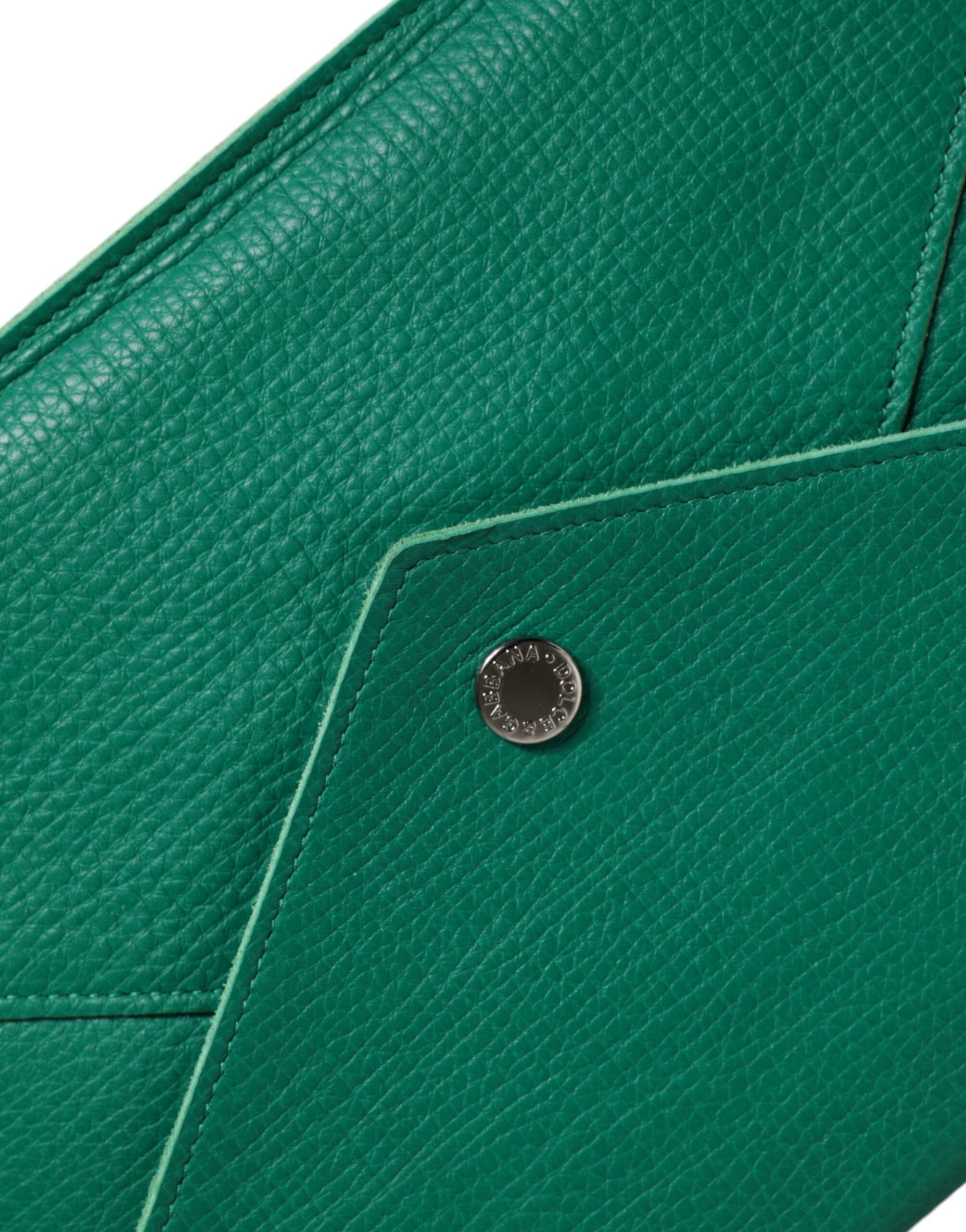 Dolce & Gabbana Groen Leren Handtas Clutch Mini Portemonnee Etui Tablethoes