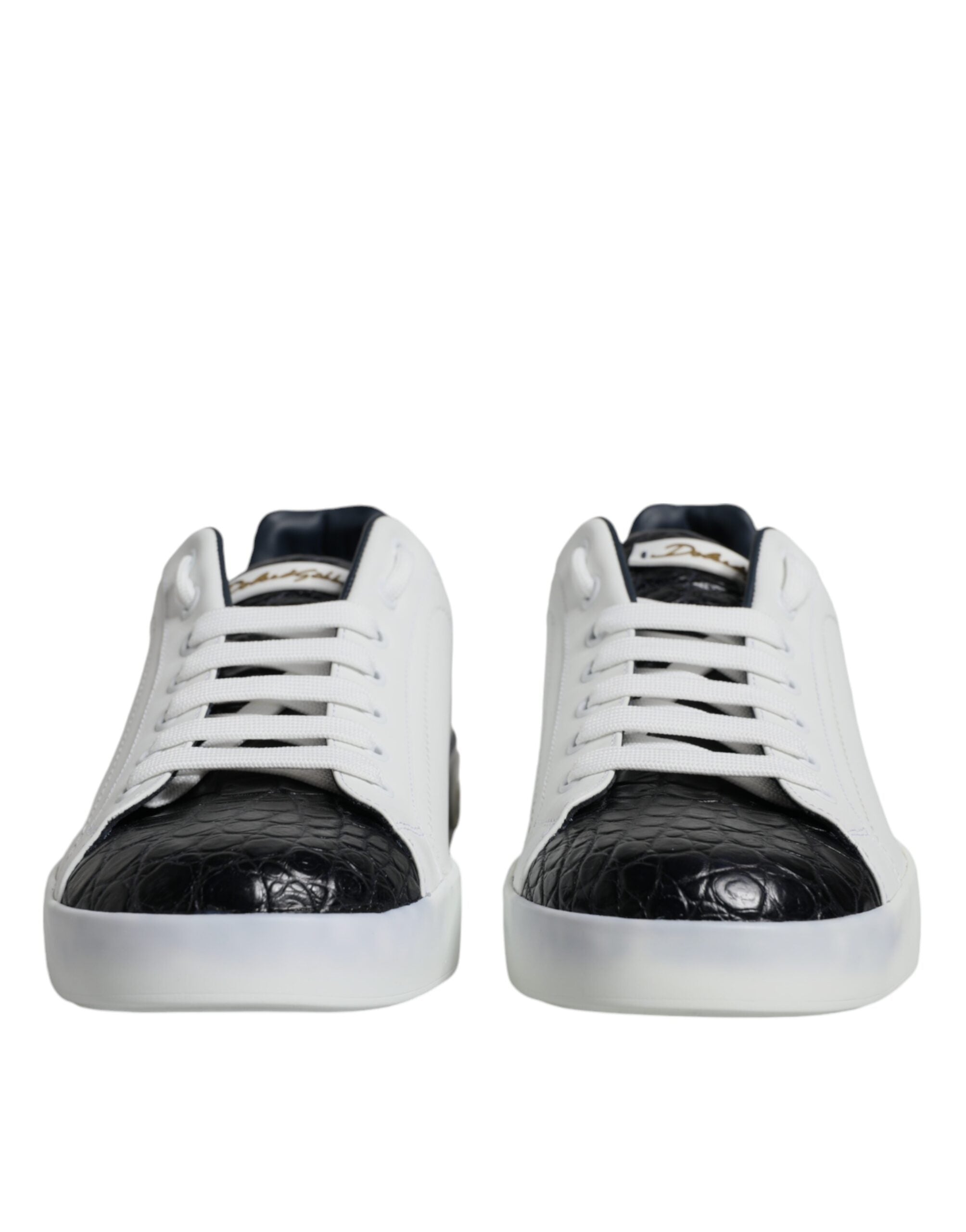 Dolce & Gabbana Witte Leren Logo Portofino Sneaker Schoenen