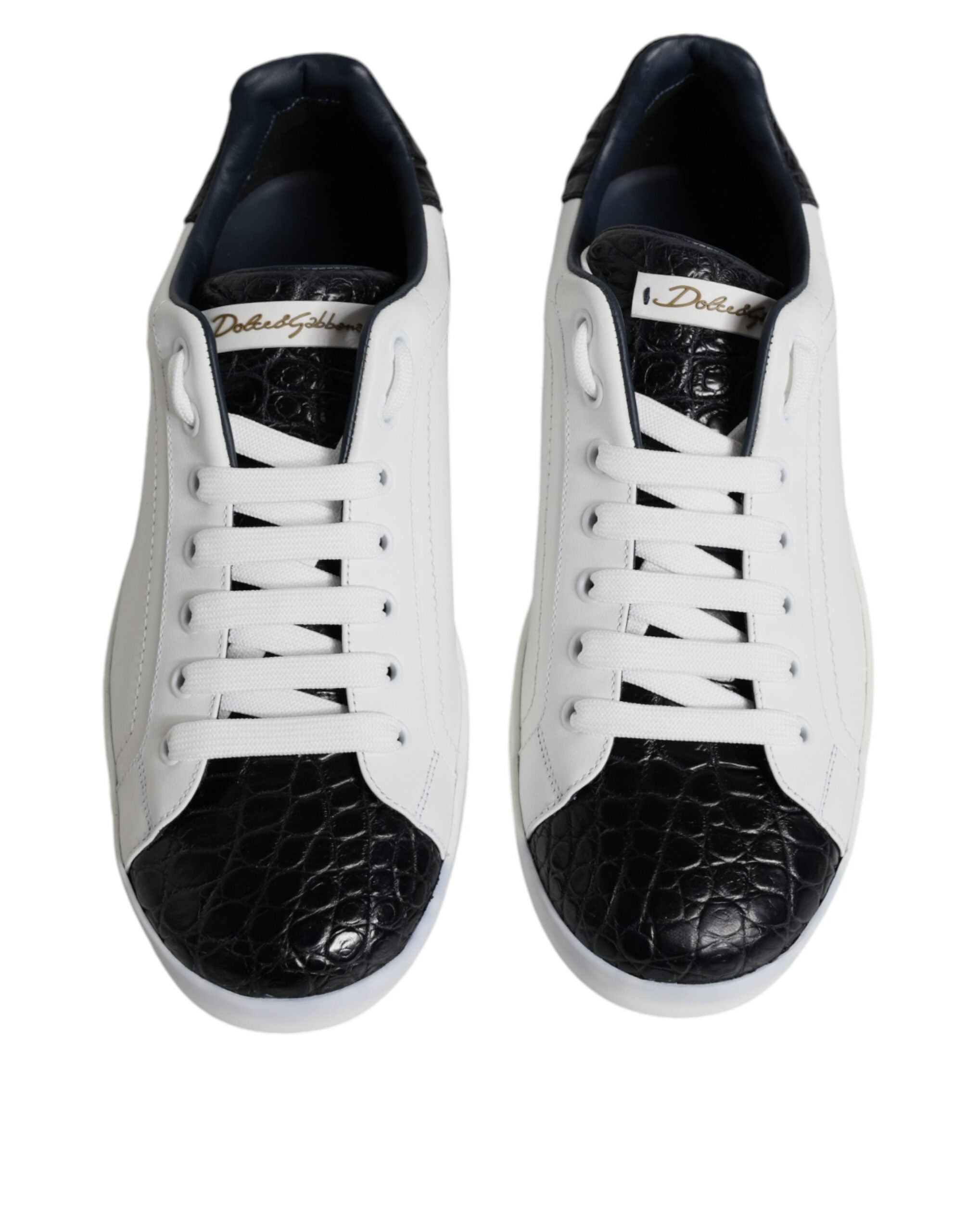 Dolce & Gabbana Witte Leren Logo Portofino Sneaker Schoenen