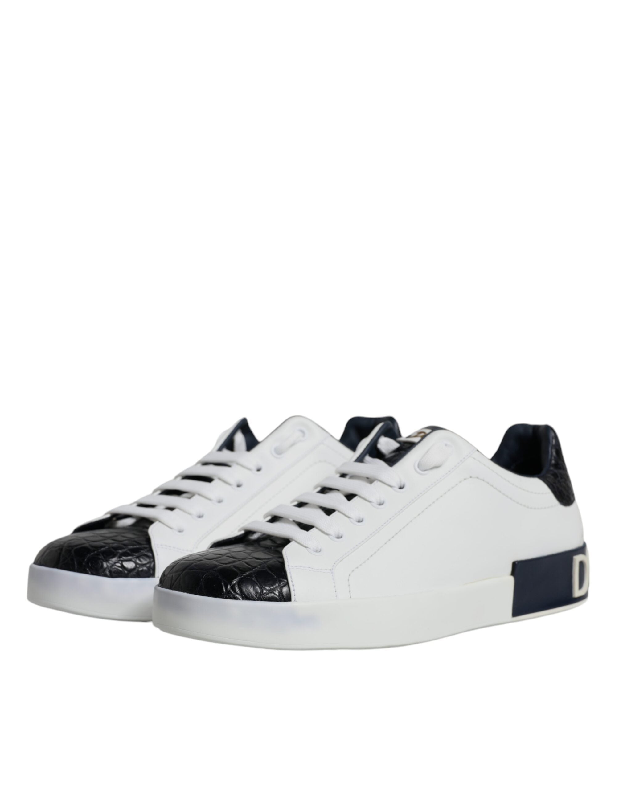 Dolce & Gabbana Witte Leren Logo Portofino Sneaker Schoenen