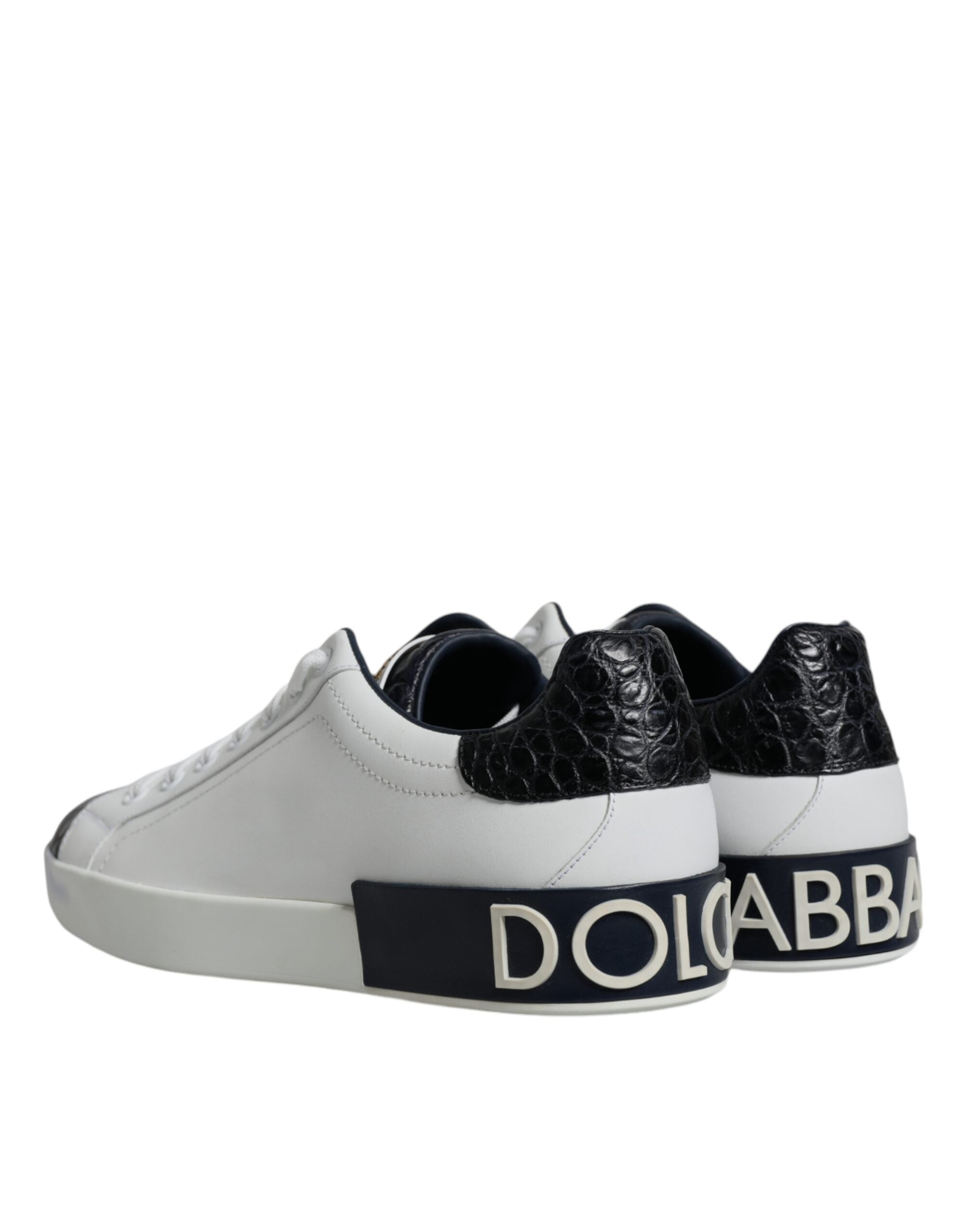 Dolce & Gabbana Witte Leren Logo Portofino Sneaker Schoenen