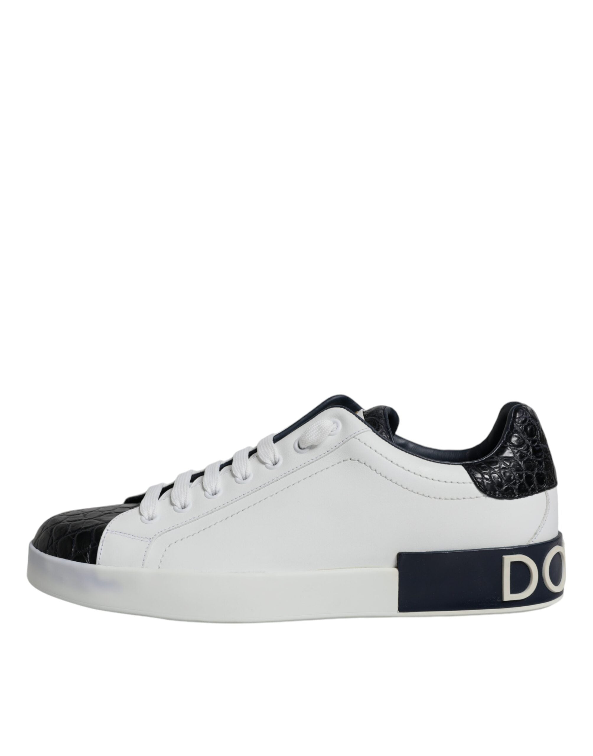 Dolce & Gabbana Witte Leren Logo Portofino Sneaker Schoenen
