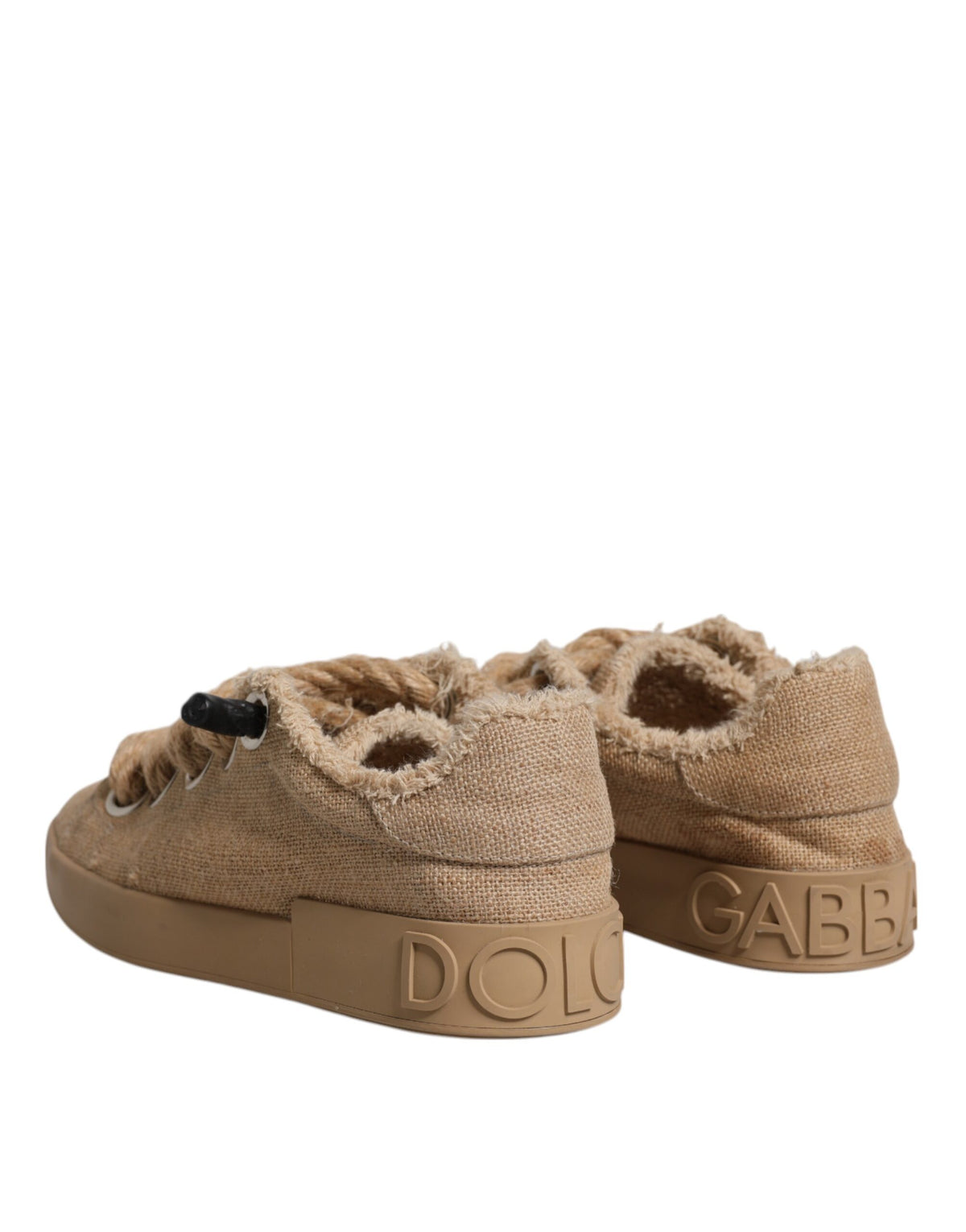 Dolce & Gabbana Bruine Jute Stof Lage Heren Sneakers Schoenen