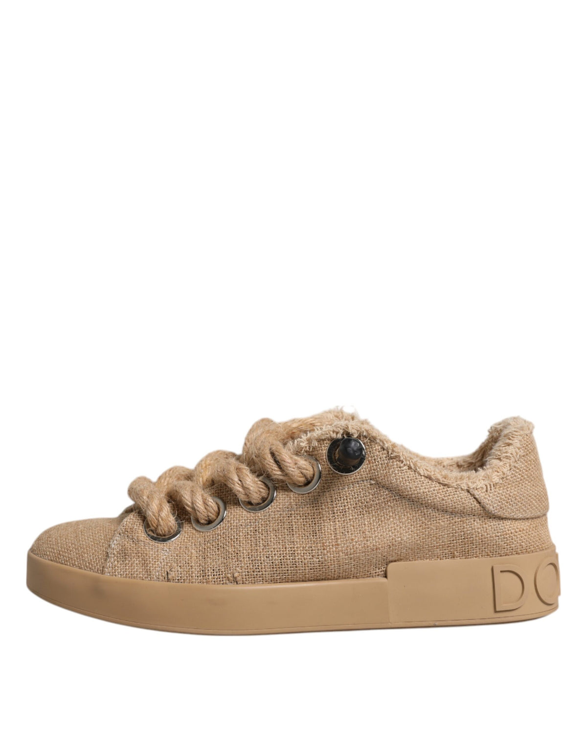 Dolce & Gabbana Bruine Jute Stof Lage Heren Sneakers Schoenen