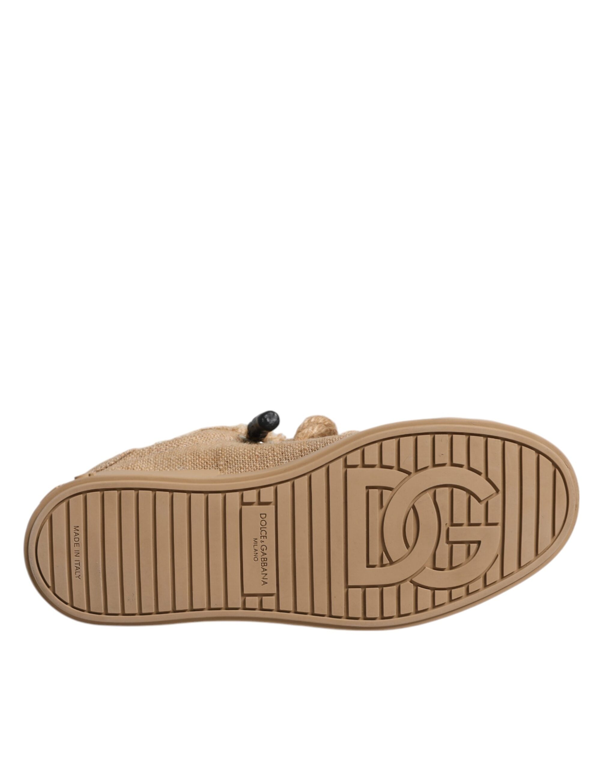 Dolce & Gabbana Bruine Jute Stof Lage Heren Sneakers Schoenen
