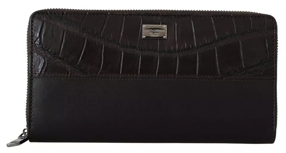 Dolce & Gabbana Bruine Exotische Leren Ritssluiting Portemonnee