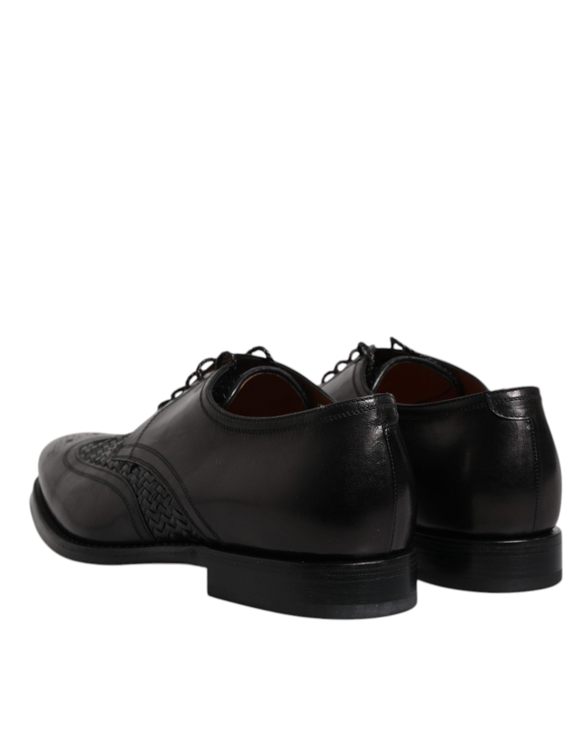 Dolce & Gabbana Black Leather Derby Wingtip Lace-Up Formal Dress Shoes