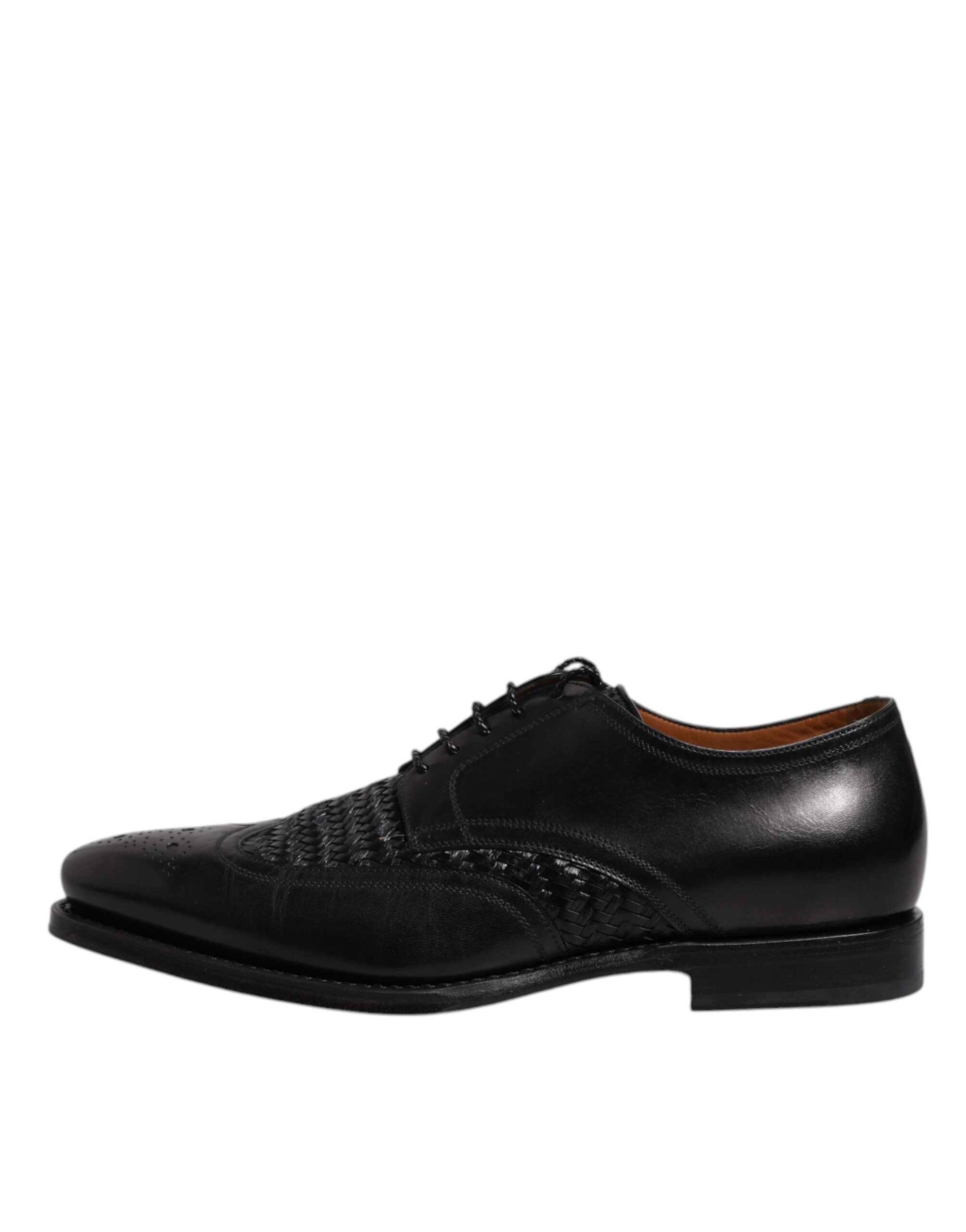 Dolce & Gabbana Black Leather Derby Wingtip Lace-Up Formal Dress Shoes