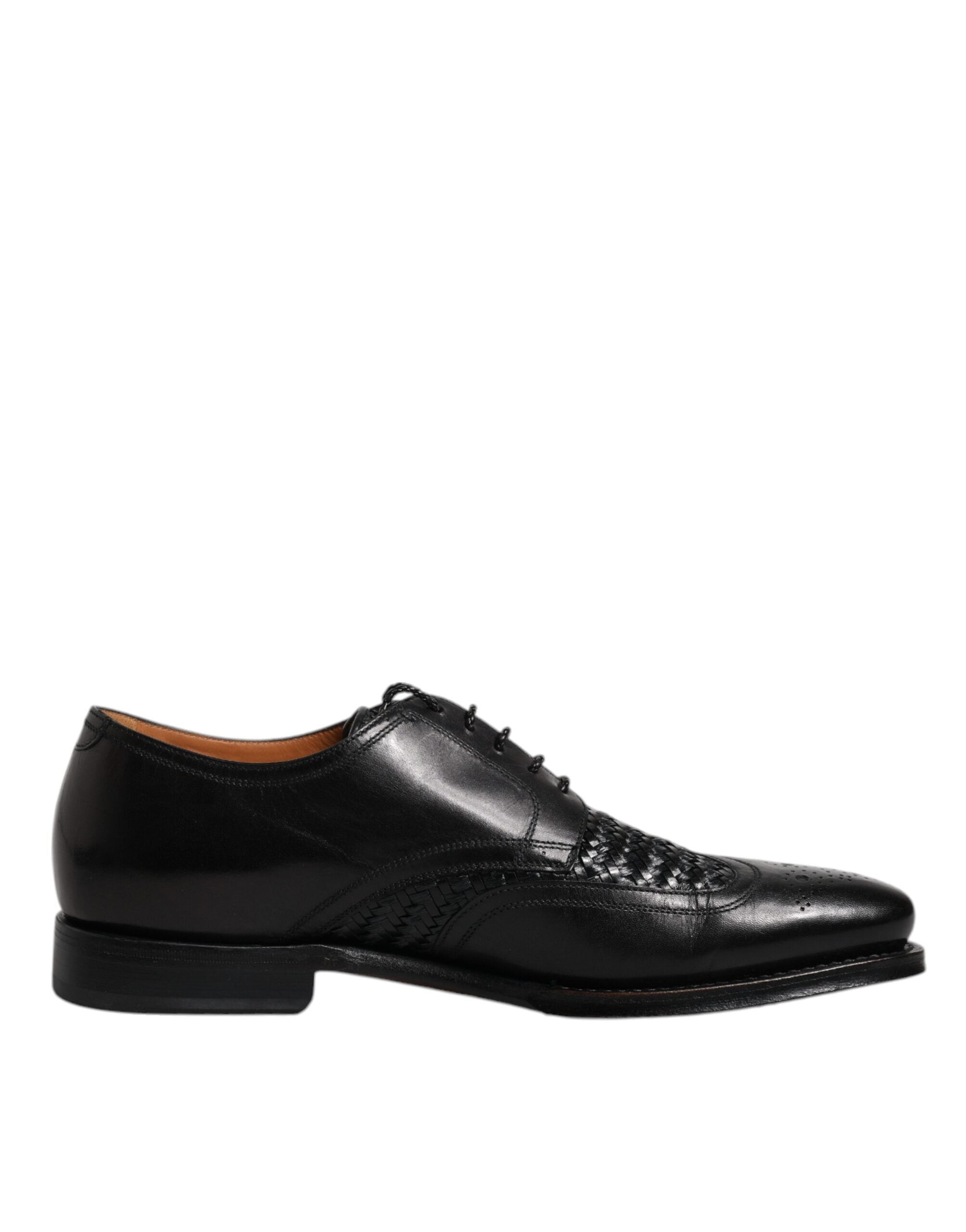Dolce & Gabbana Black Leather Derby Wingtip Lace-Up Formal Dress Shoes