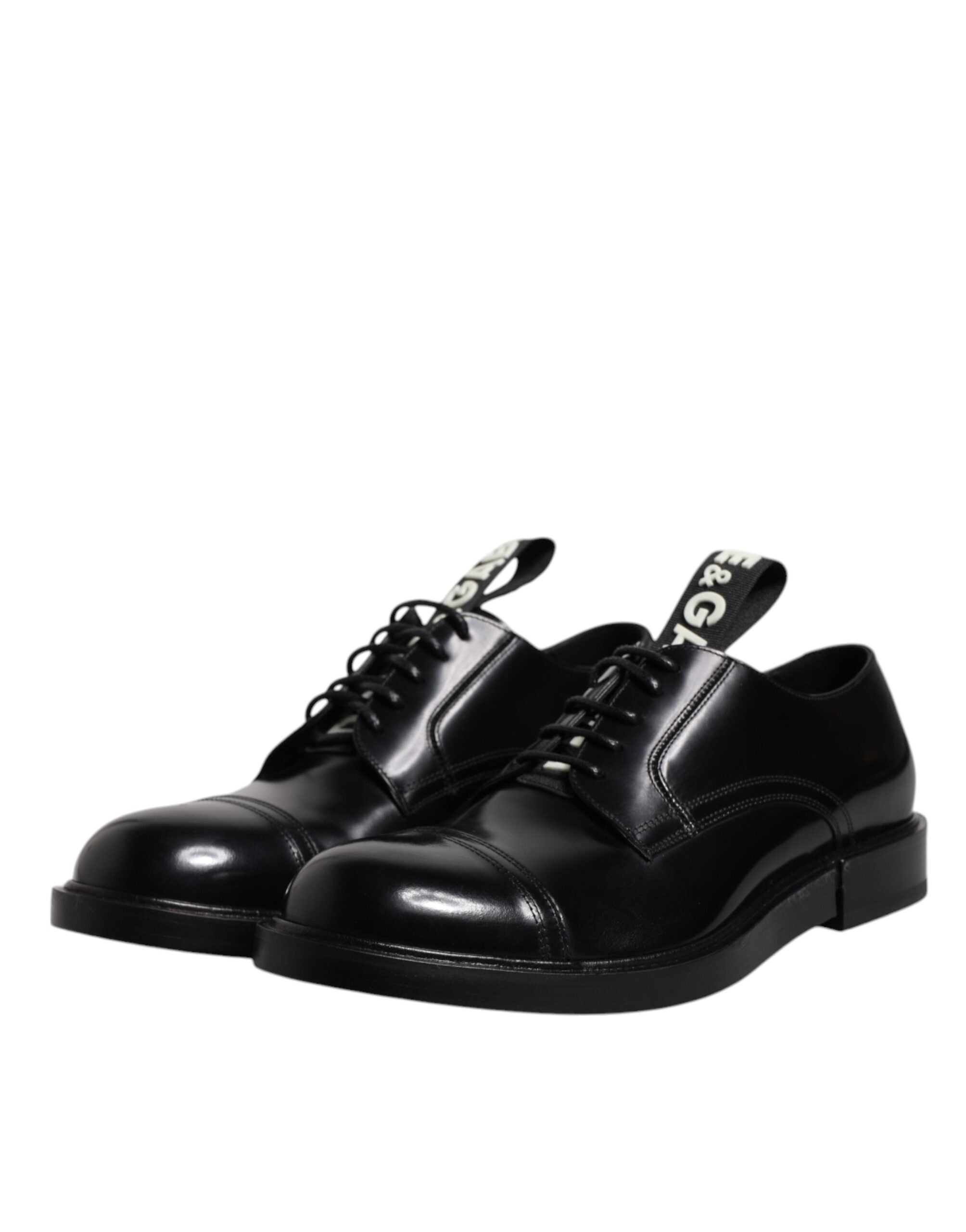 Dolce & Gabbana Zwarte Glanzende Lakleren Derby Veterschoenen
