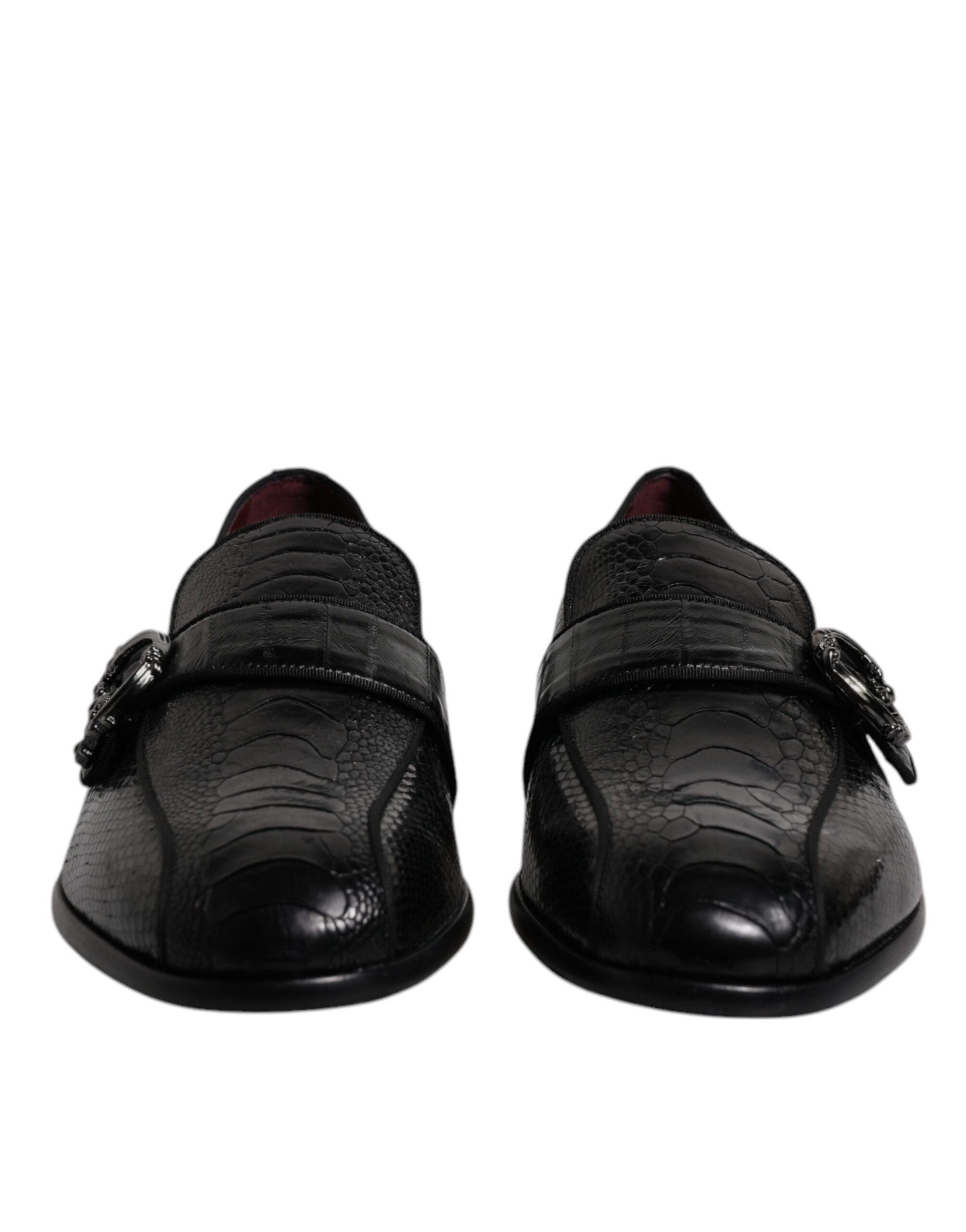 Dolce & Gabbana Zwarte Loafers van Exotisch Leer met DG-logo Formele Schoenen