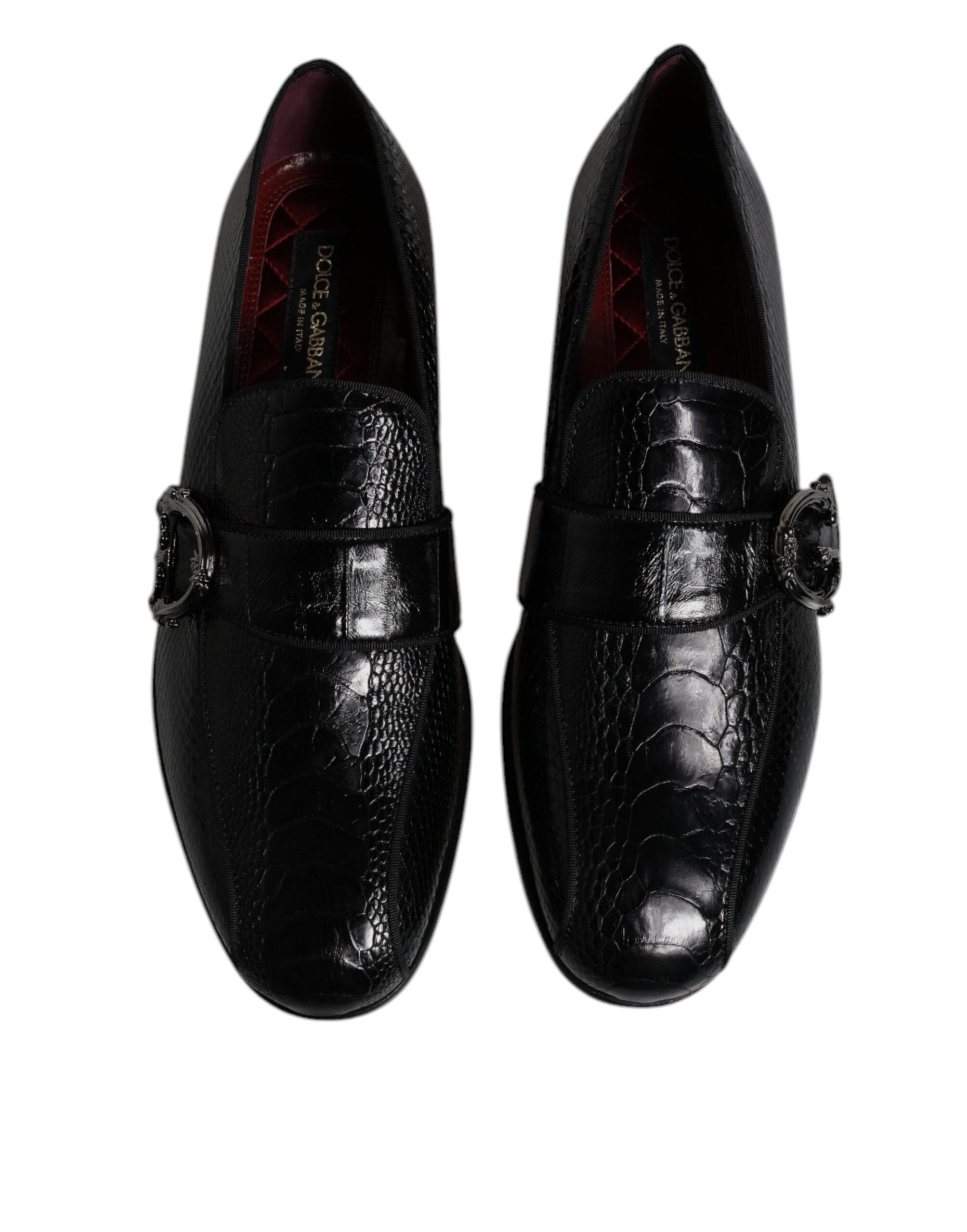 Dolce & Gabbana Zwarte Loafers van Exotisch Leer met DG-logo Formele Schoenen