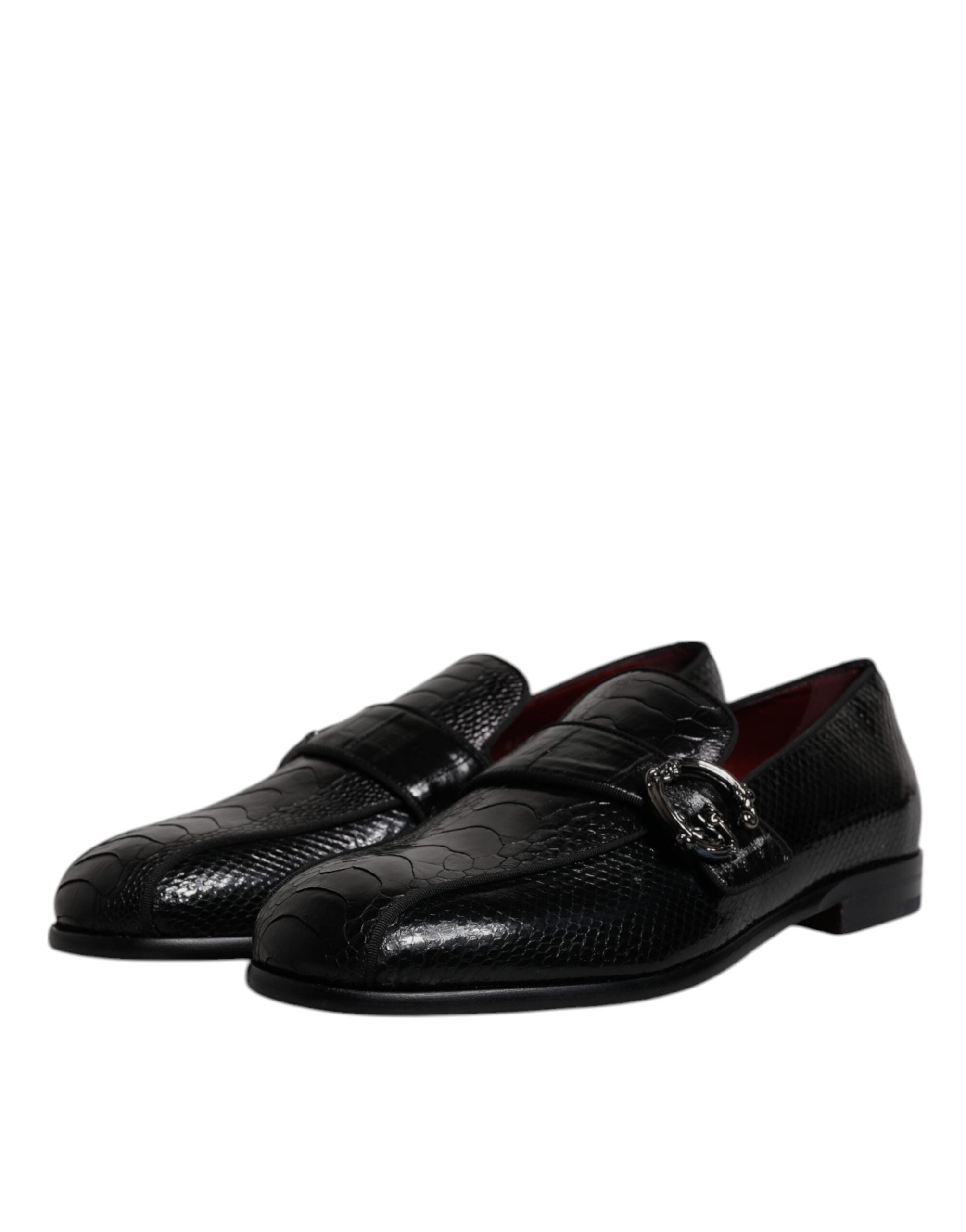 Dolce & Gabbana Zwarte Loafers van Exotisch Leer met DG-logo Formele Schoenen