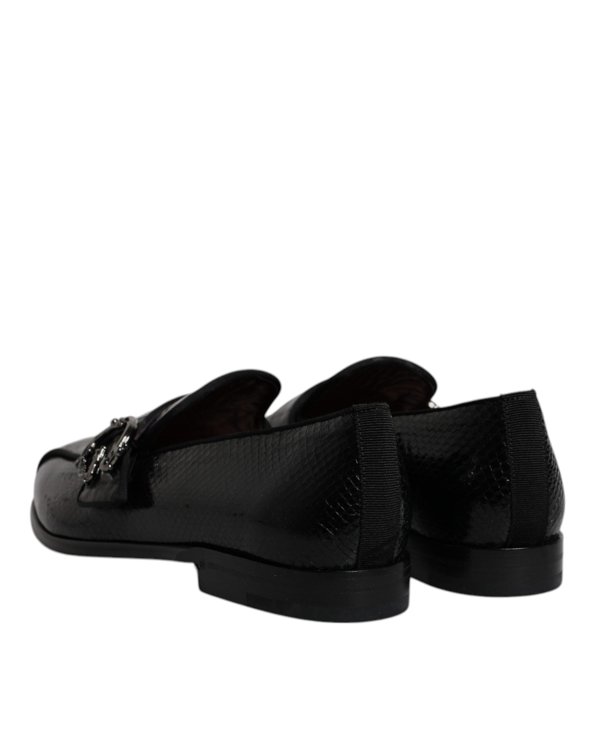 Dolce & Gabbana Zwarte Loafers van Exotisch Leer met DG-logo Formele Schoenen