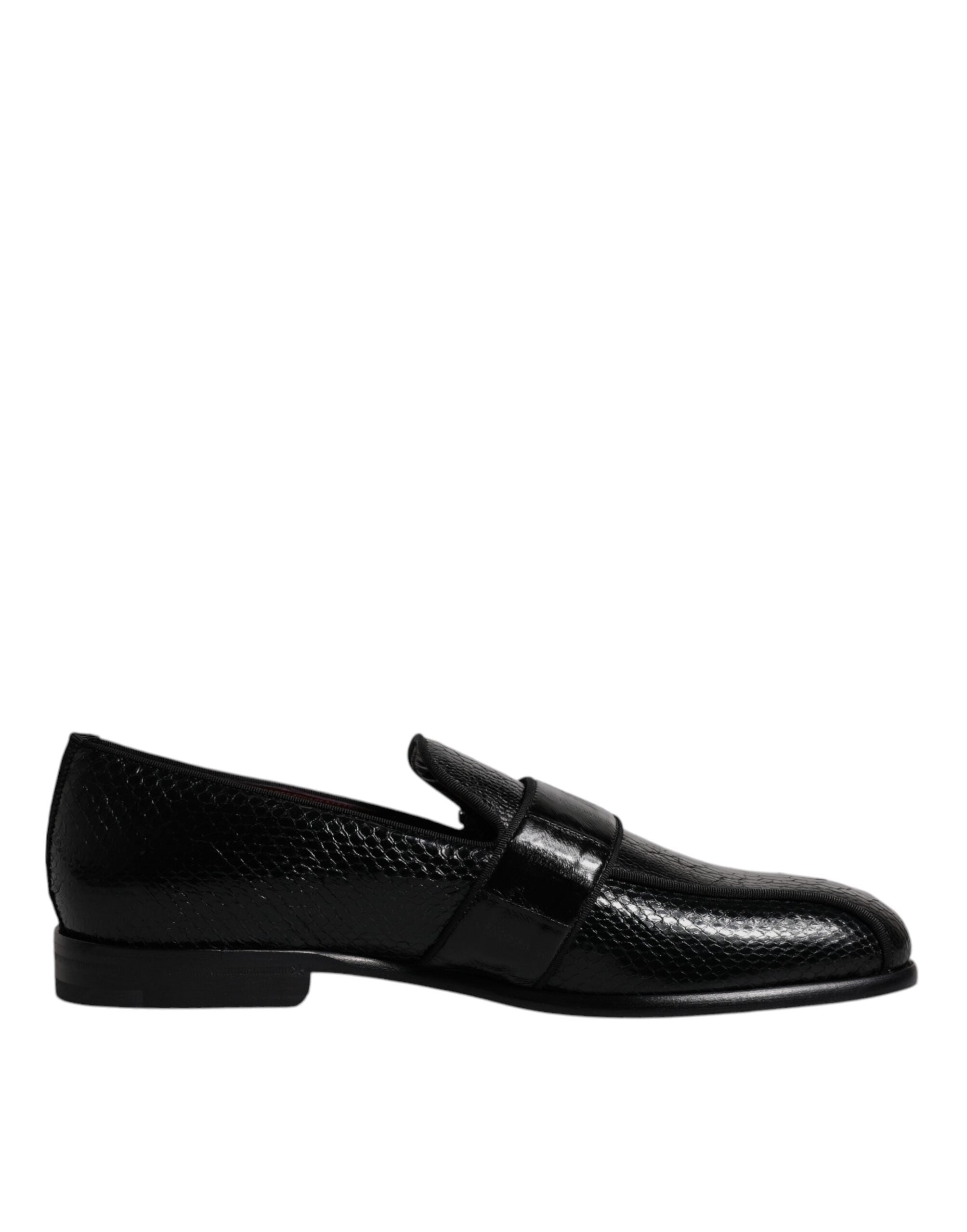 Dolce & Gabbana Zwarte Loafers van Exotisch Leer met DG-logo Formele Schoenen