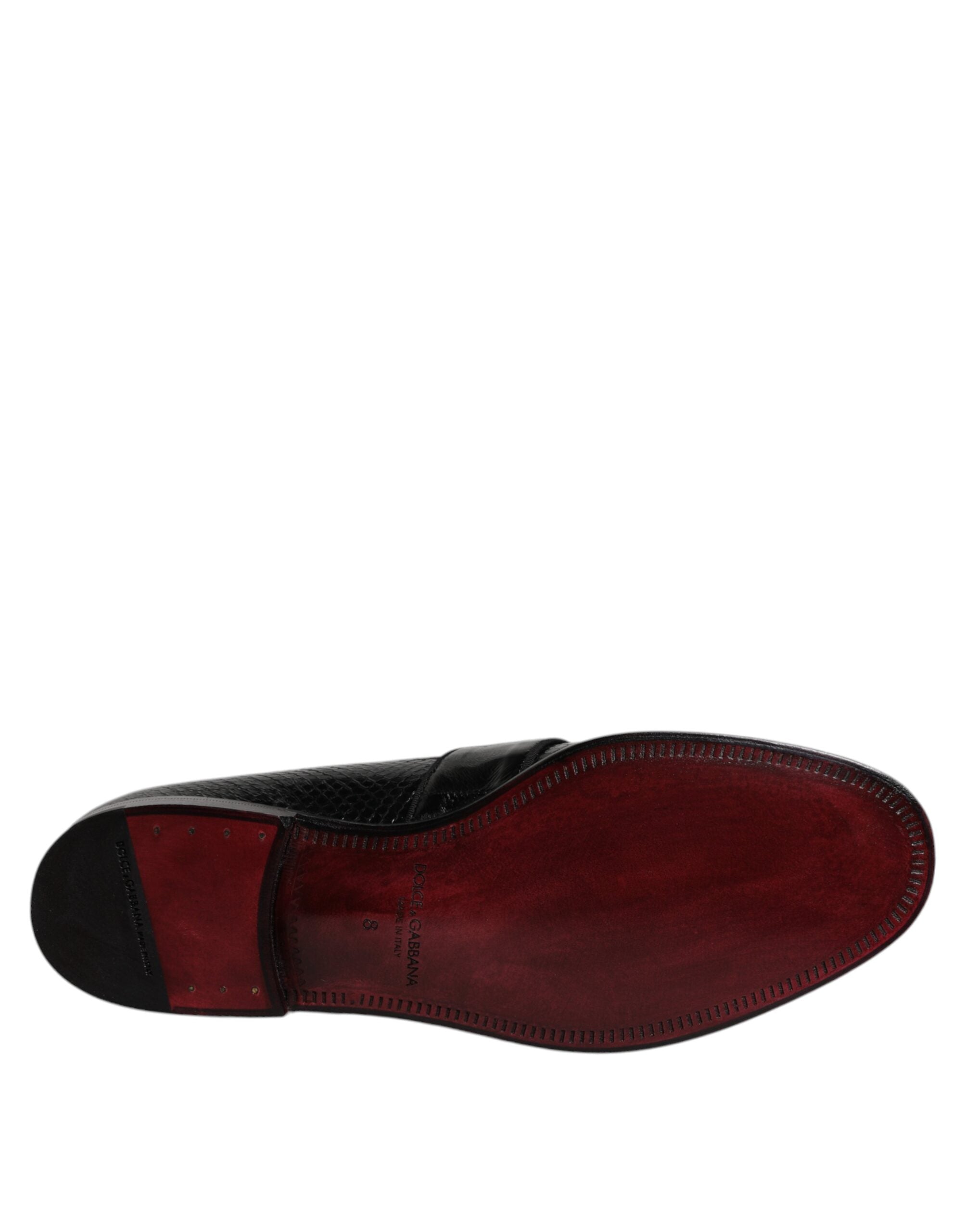 Dolce & Gabbana Zwarte Loafers van Exotisch Leer met DG-logo Formele Schoenen
