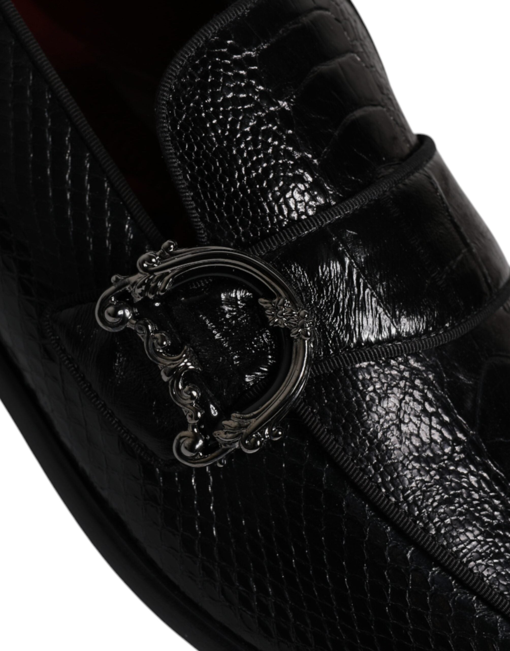 Dolce & Gabbana Zwarte Loafers van Exotisch Leer met DG-logo Formele Schoenen