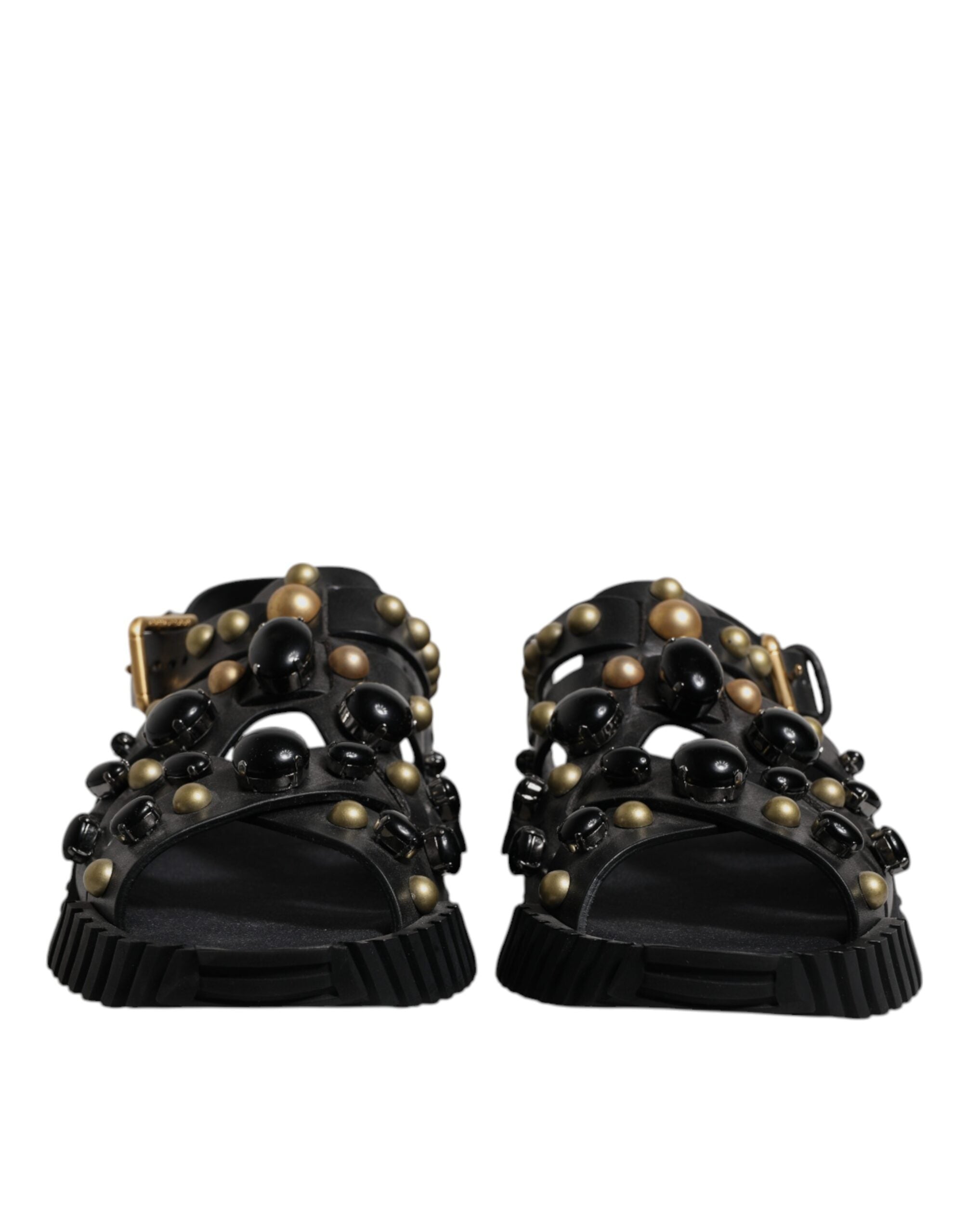 Dolce & Gabbana Zwarte Leren Sandalen met Studs