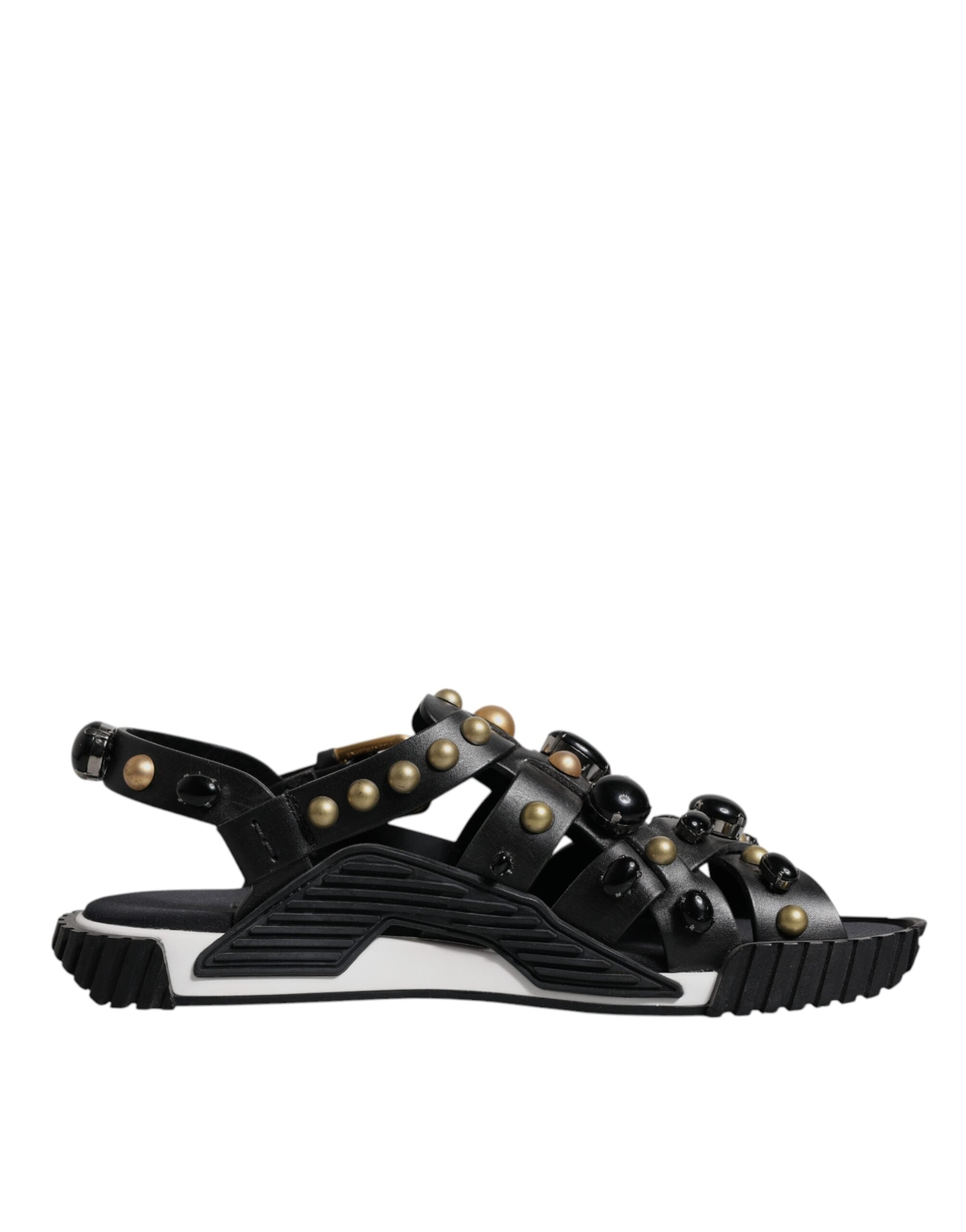Dolce & Gabbana Zwarte Leren Sandalen met Studs