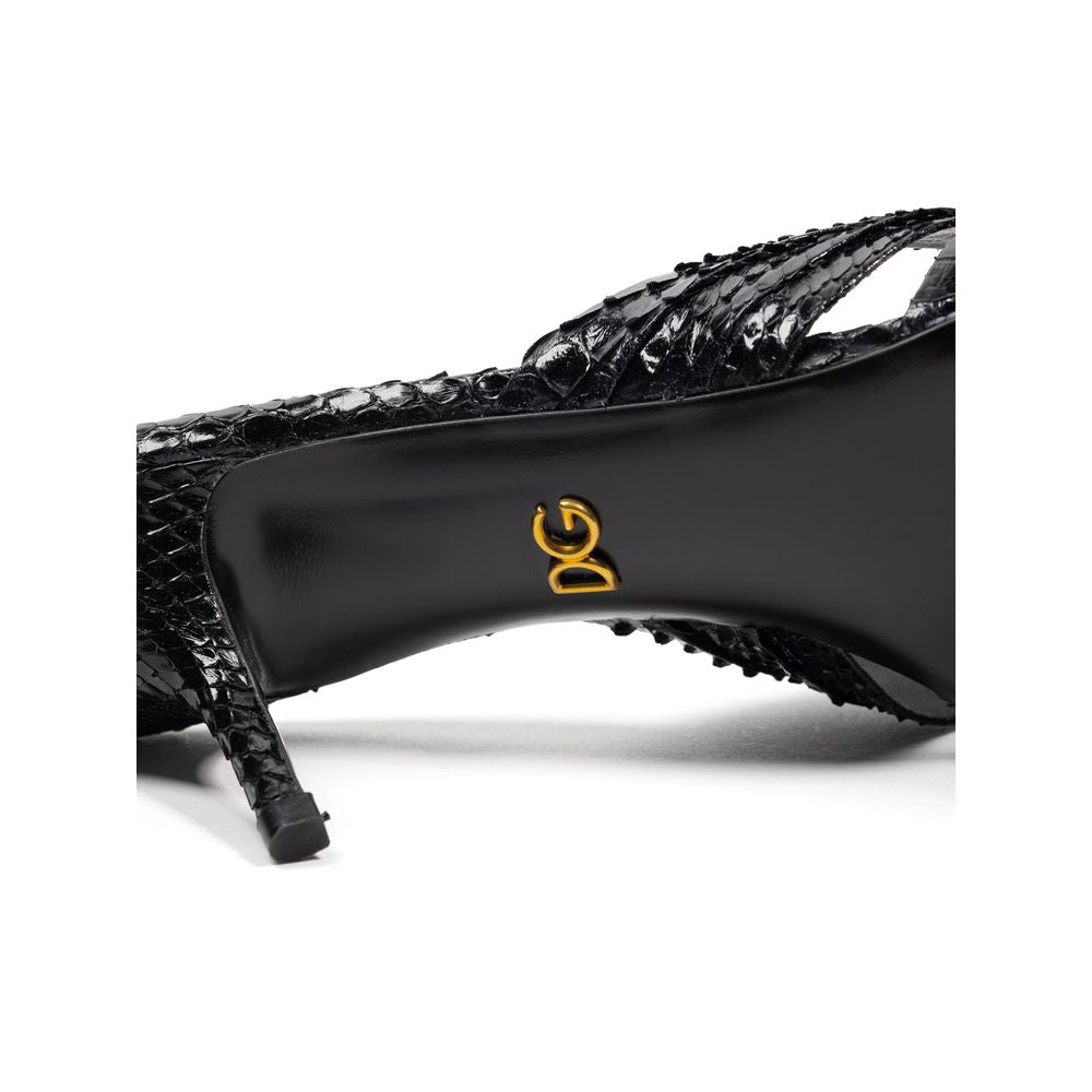 Dolce & Gabbana Black Snake Skin Platform Sandals
