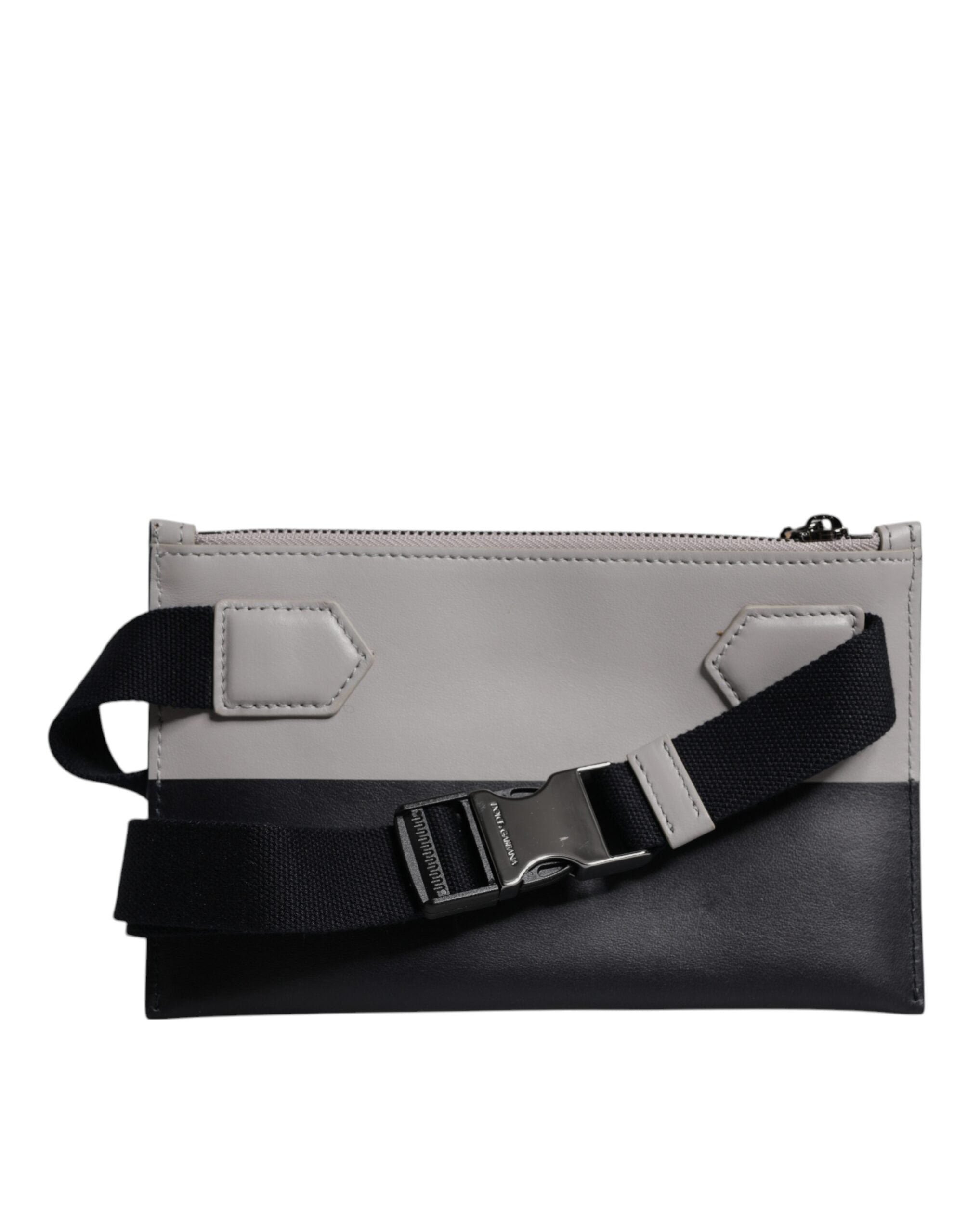 Dolce & Gabbana Zwart Witte Leren Crossbody Tas met Logo in Reliëf