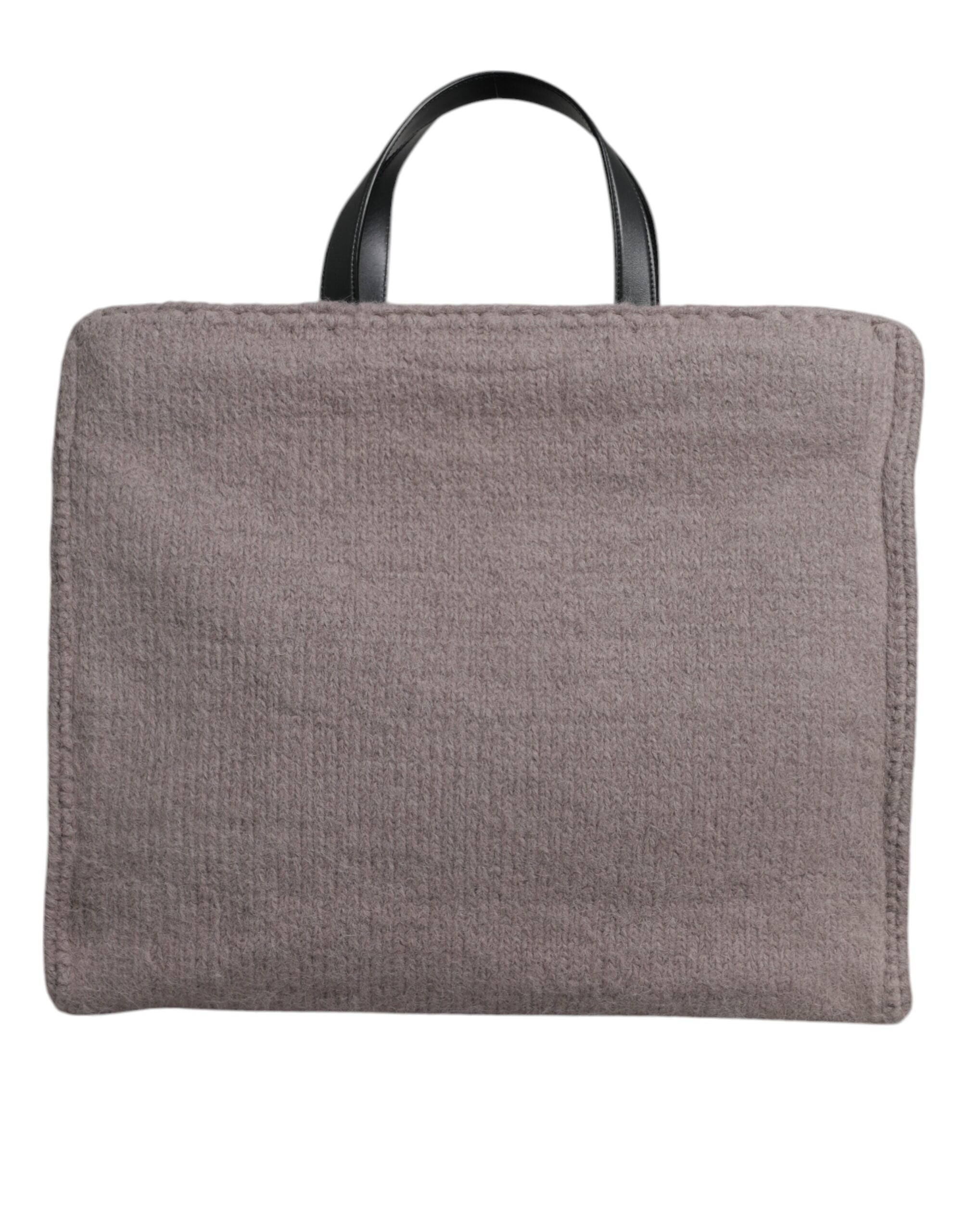 Dolce & Gabbana Grijze Alpaca Wol Schoudertas met Logo Plaat