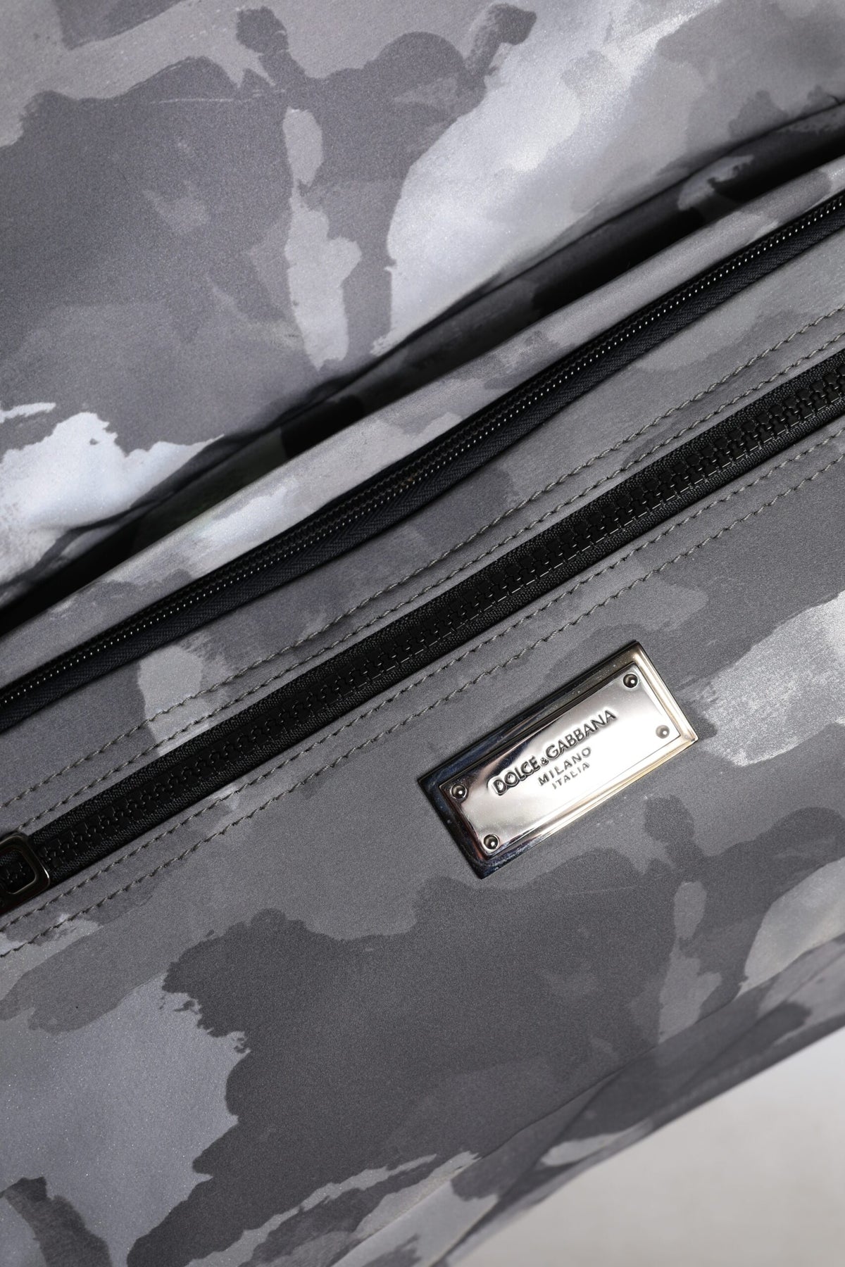 Dolce & Gabbana Grijs Camo Katoen Tote Bag met Meerdere Vakken