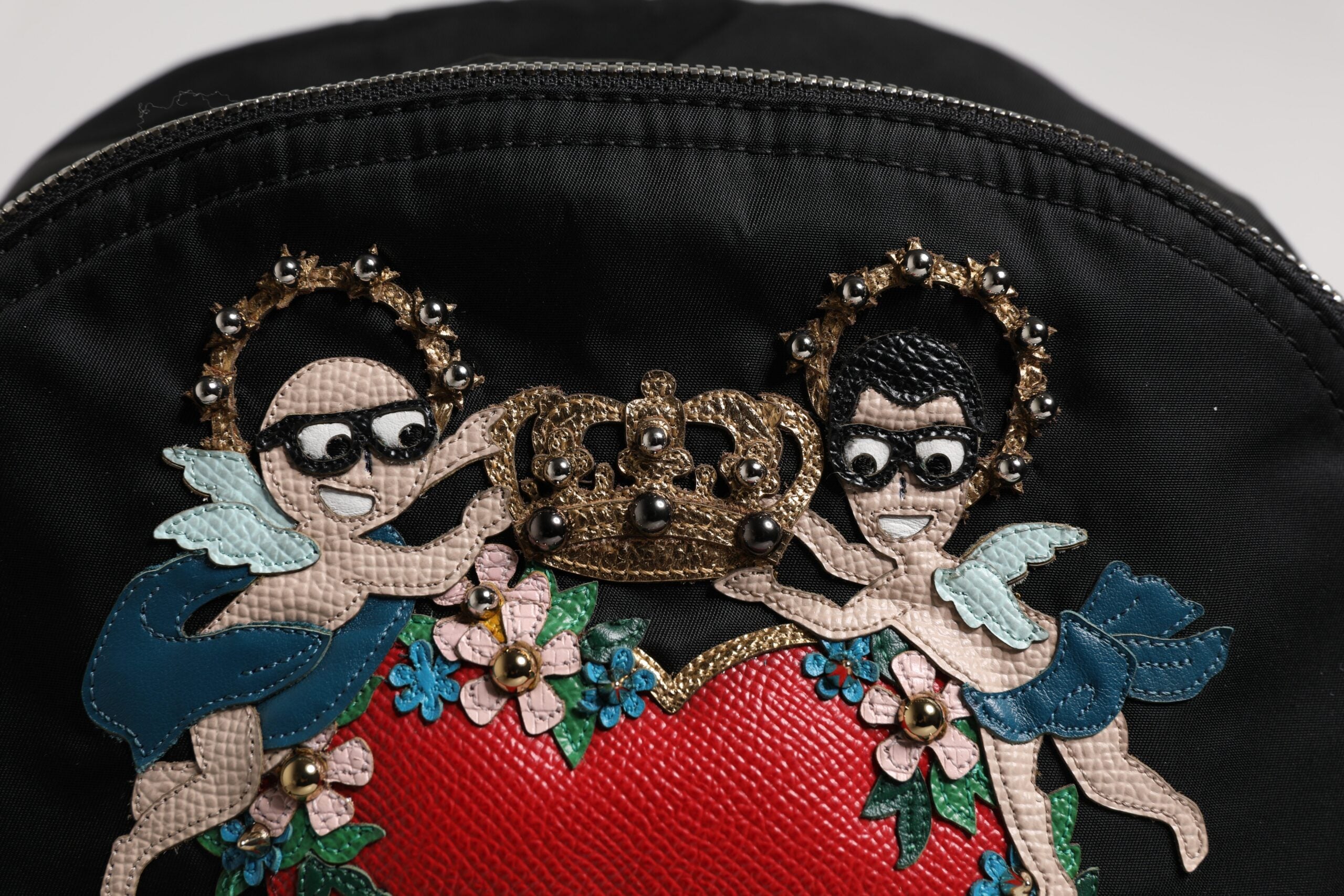 Dolce & Gabbana Zwarte Nylon #DGFAMILY Versierde Rugzak VULCANO Tas