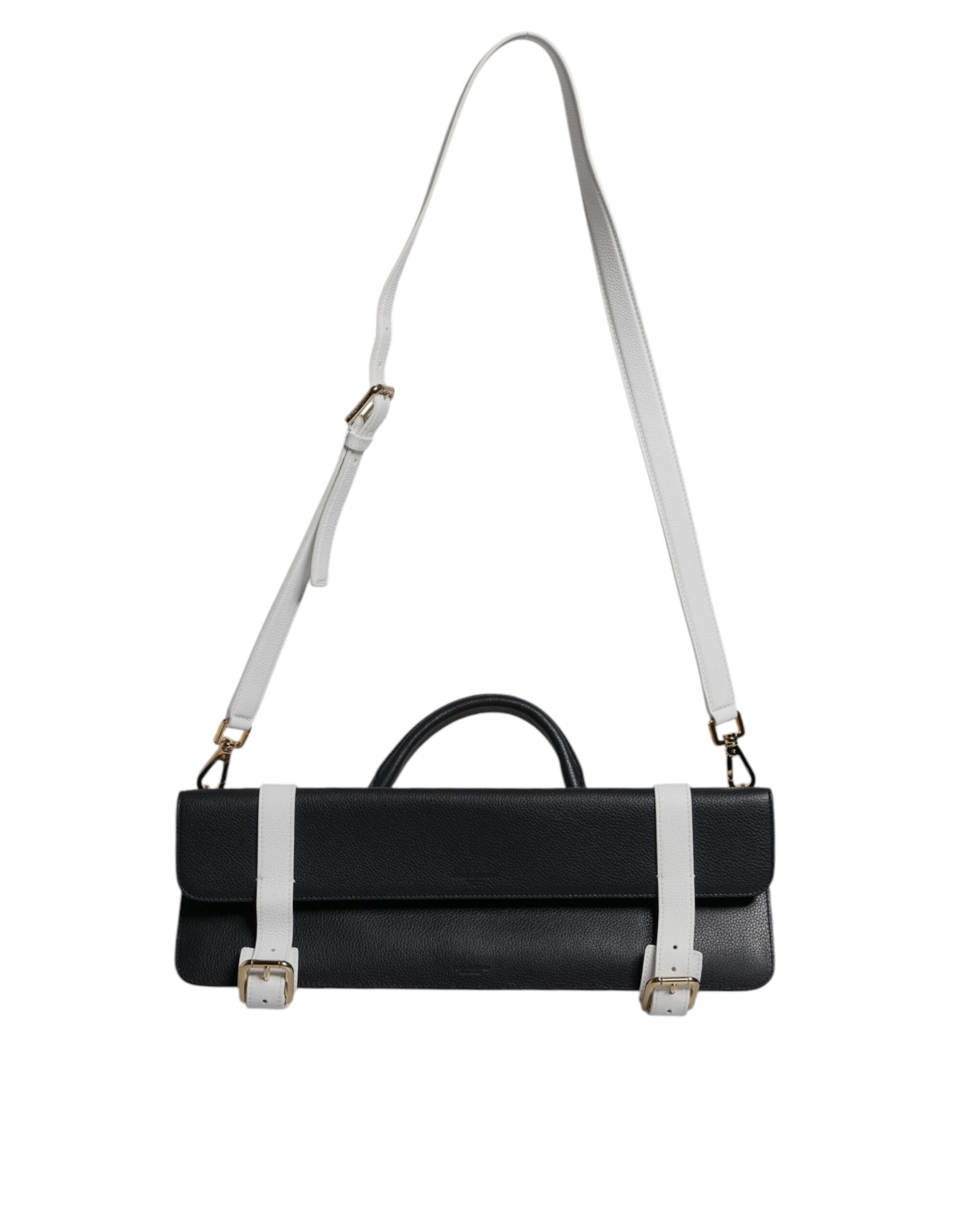 Dolce & Gabbana Blauw Wit Kalfsleren Crossbody Schoudertas