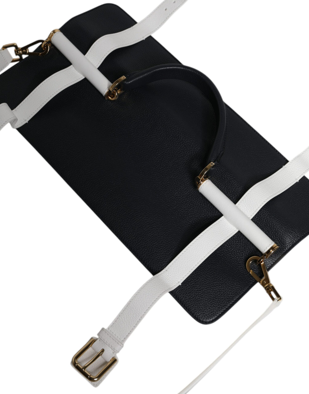 Dolce & Gabbana Blauw Wit Kalfsleren Crossbody Schoudertas