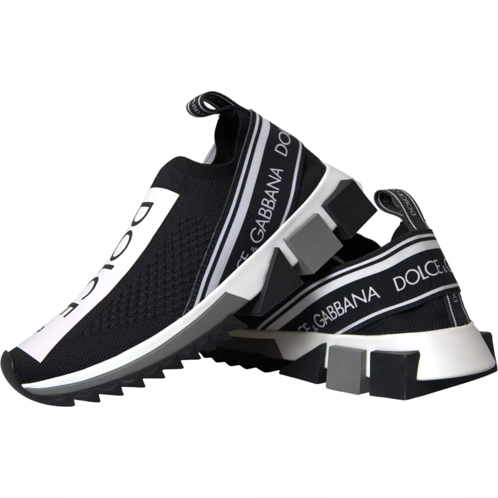 Dolce & Gabbana Zwart Witte Instap Sneakers Sorrento