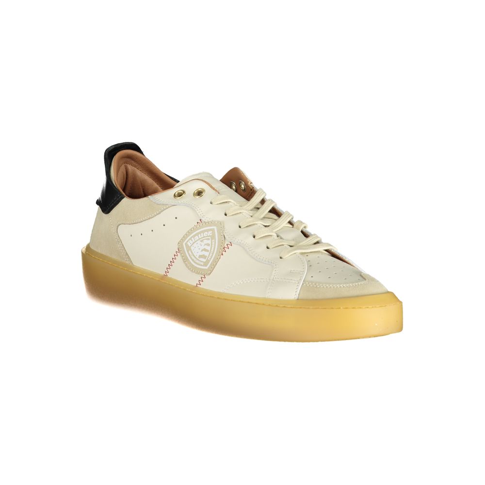 Blauer White Leather Men's Sneaker