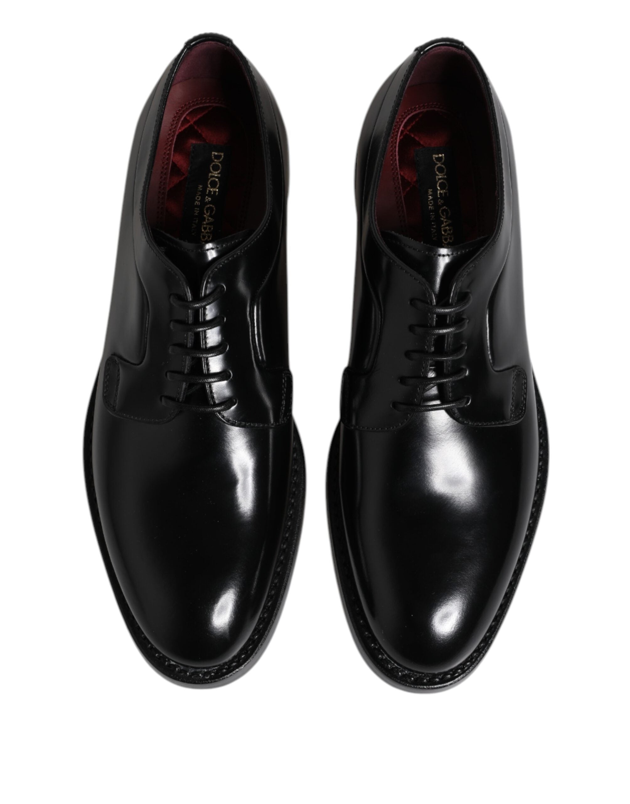 Dolce & Gabbana Black Leather Lace-Up Derby Formal Shoes