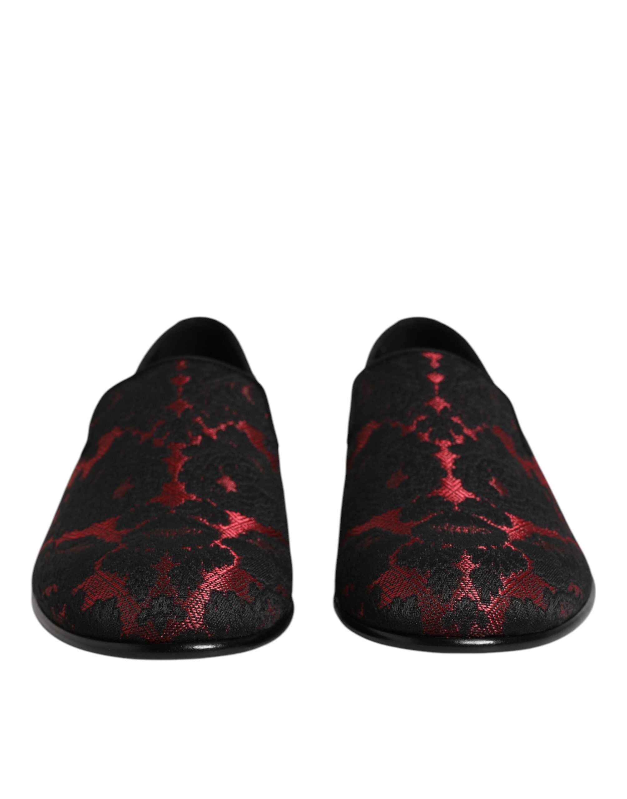 Dolce & Gabbana Rood Zwart Jacquard Instappers Schoenen